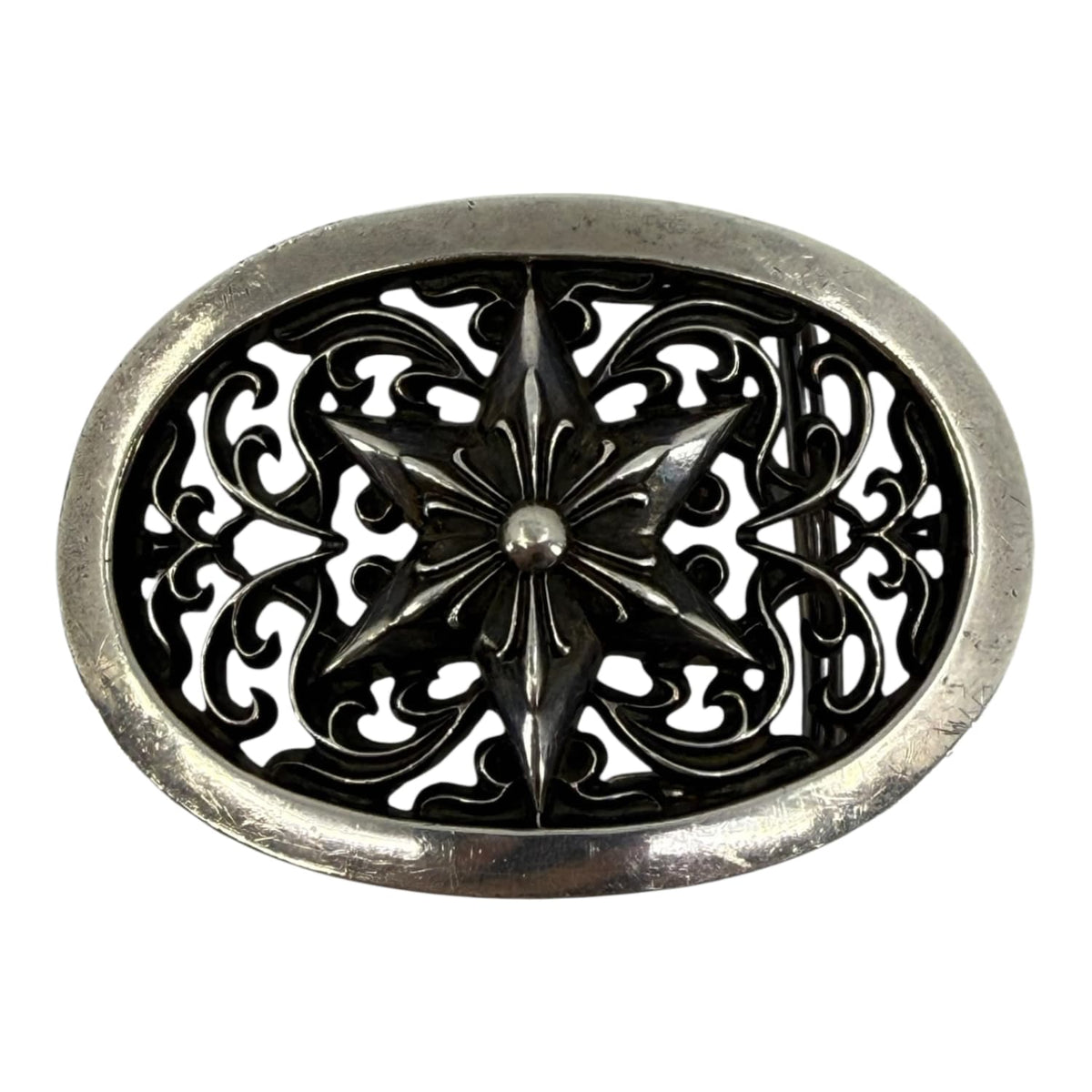 Chrome Hearts Silver Oval Star Belt Buckle
