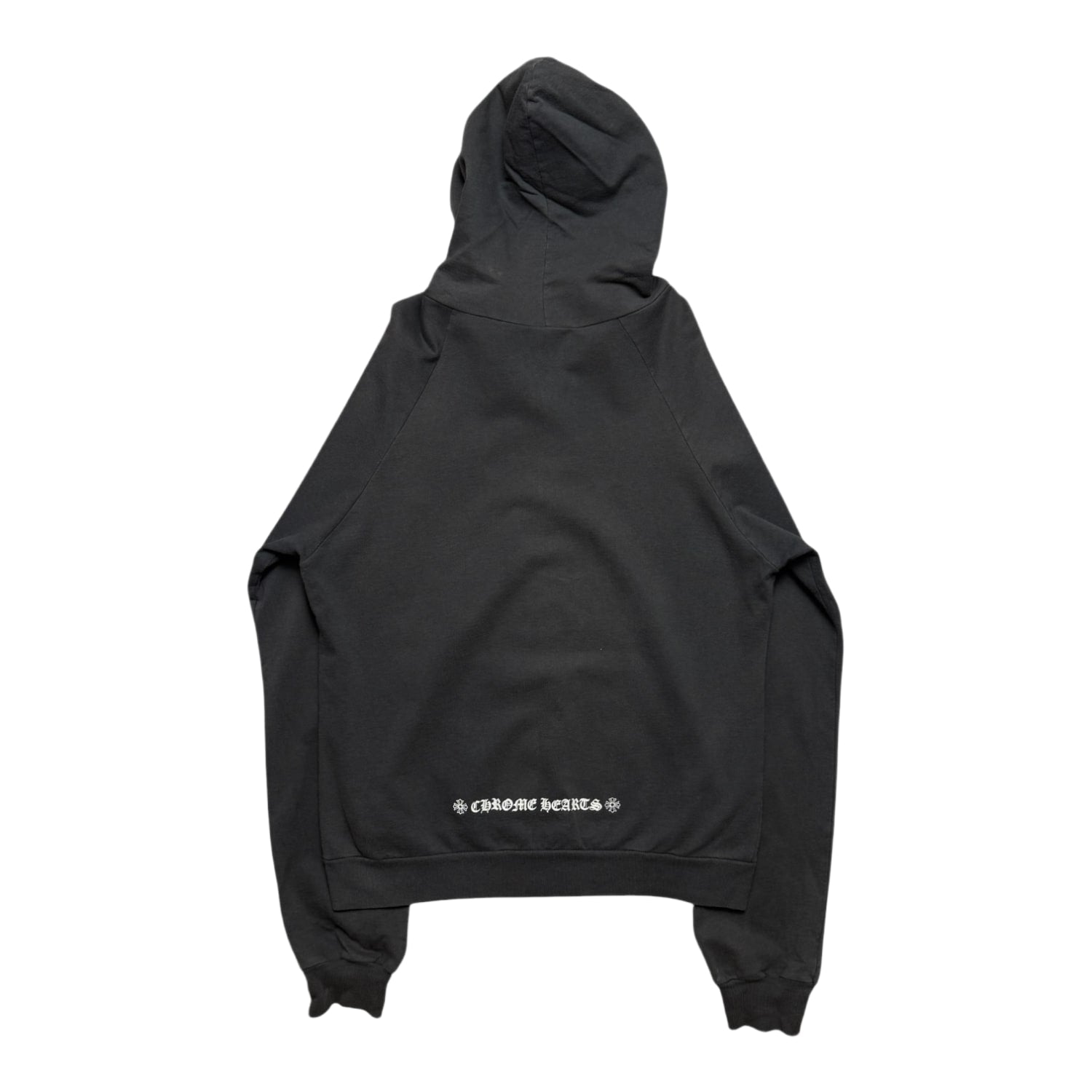 Chrome Hearts Vintage Floral Scroll Logo Zip Up Hoodie Grey
