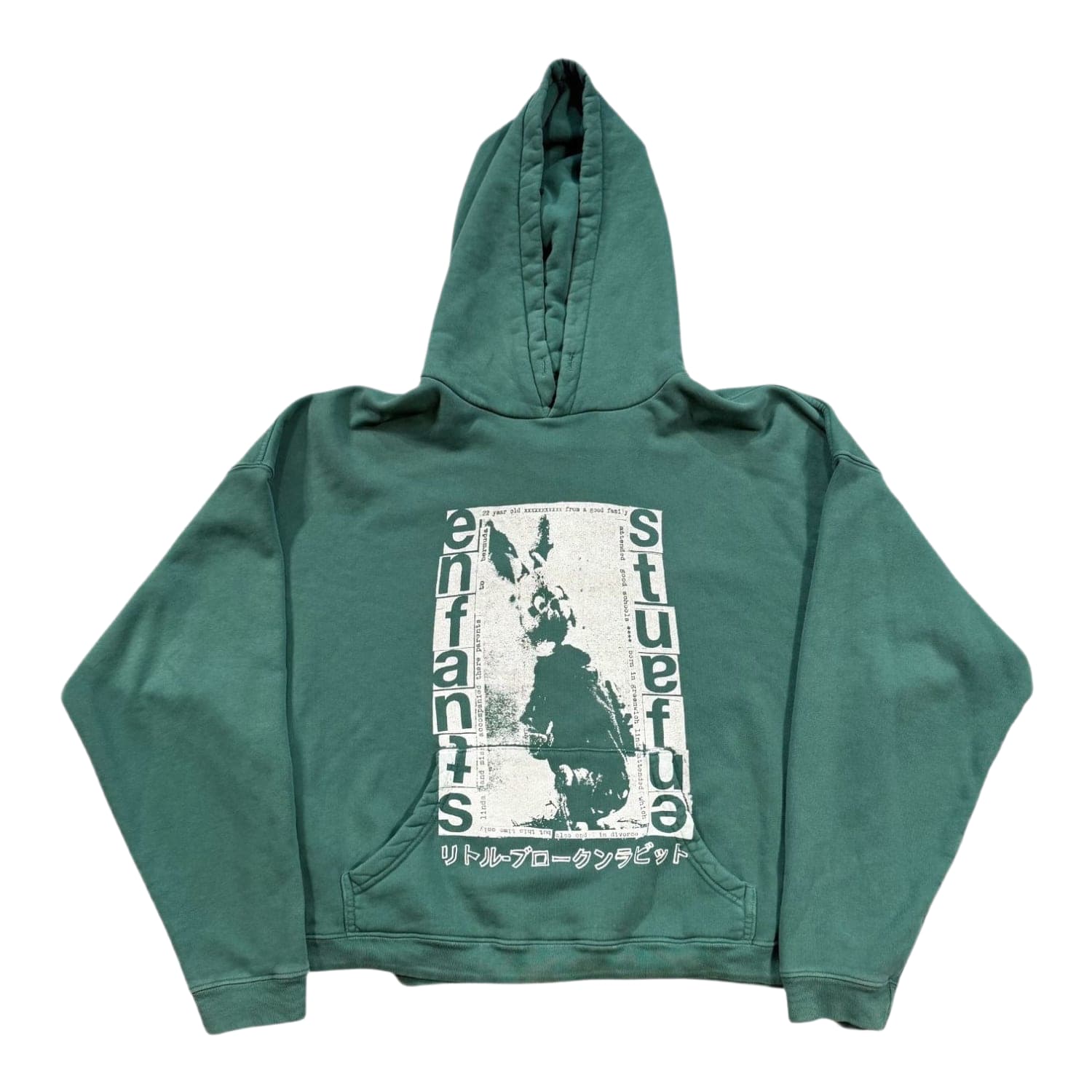 Enfants Riches Déprimés Pathetic Japanese Rabbit Hoodie Pine Green/White