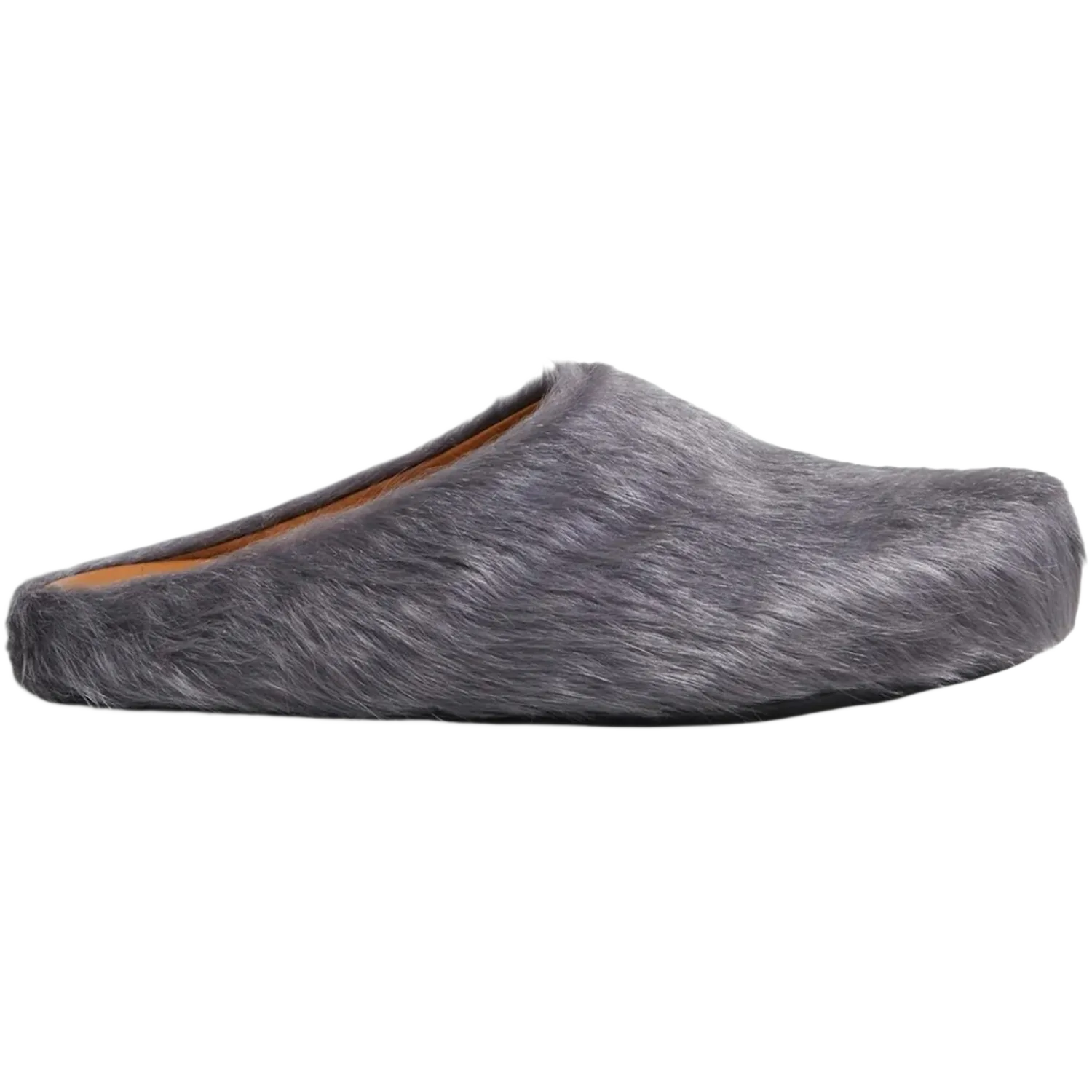 Marni Long Hair Calfskin Fussbett Sabot Mule Grey