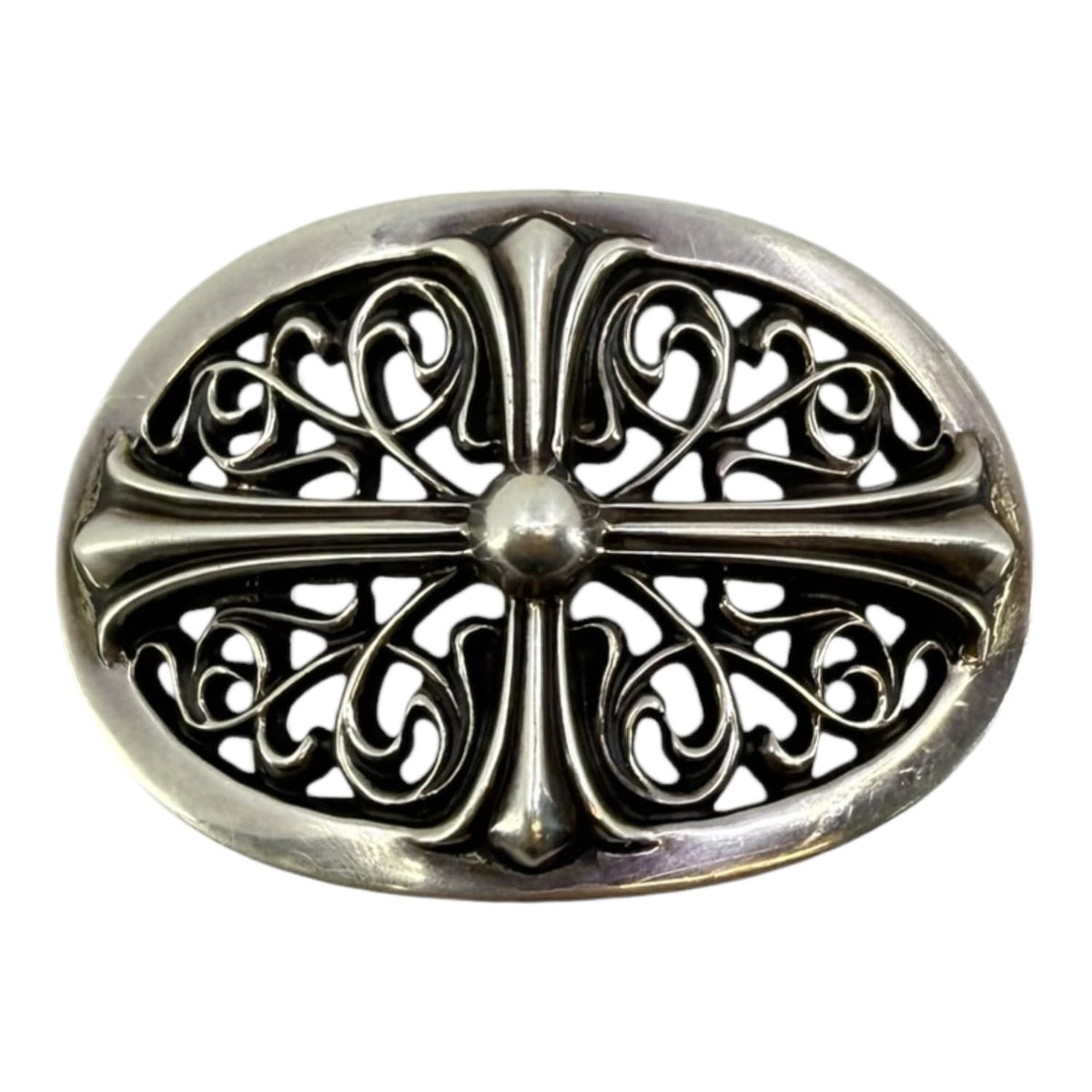 Chrome Hearts Silver Oval Cross Belt Buckle