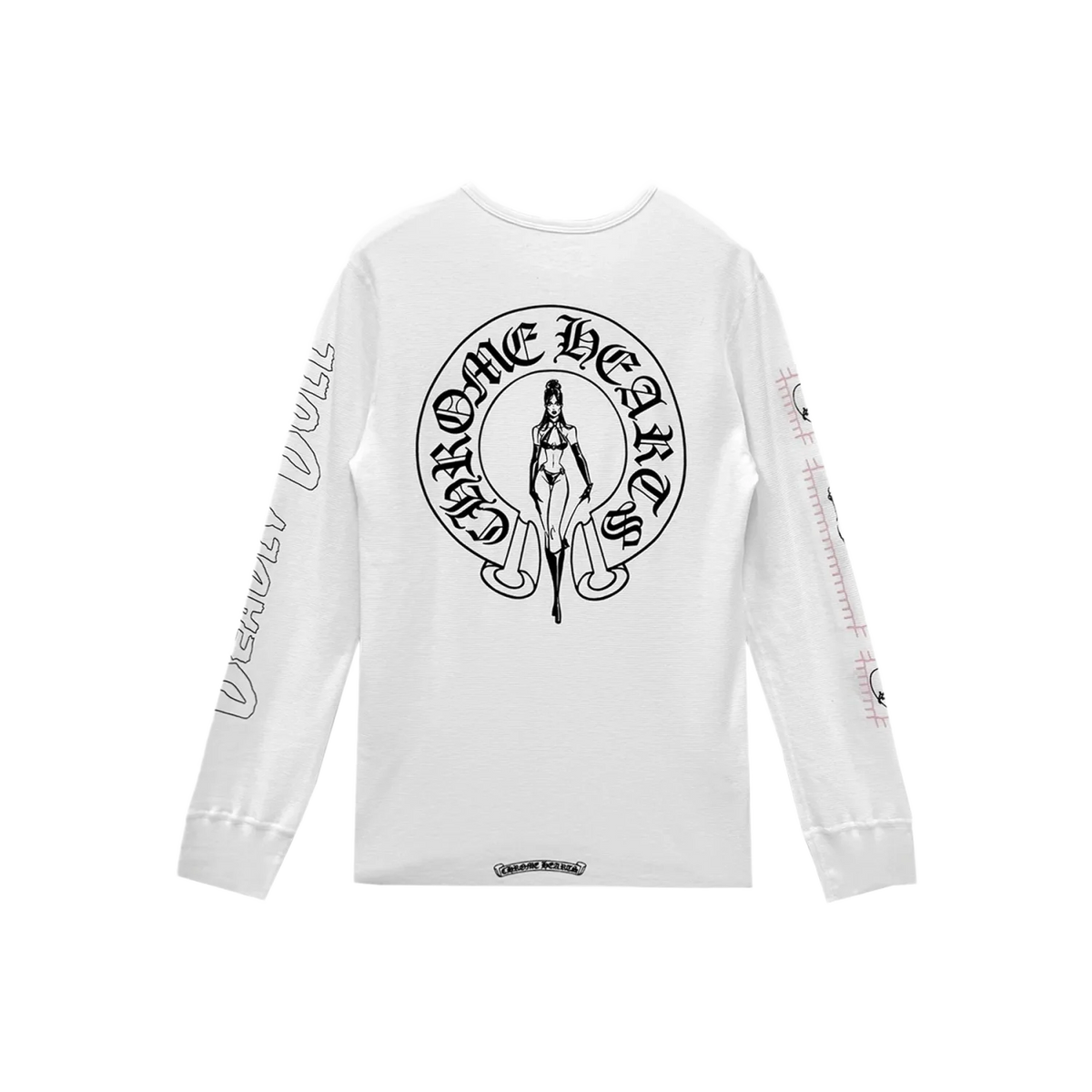 Chrome Hearts Deadly Doll Horseshoe Waffle Thermal Long Sleeve Tee White