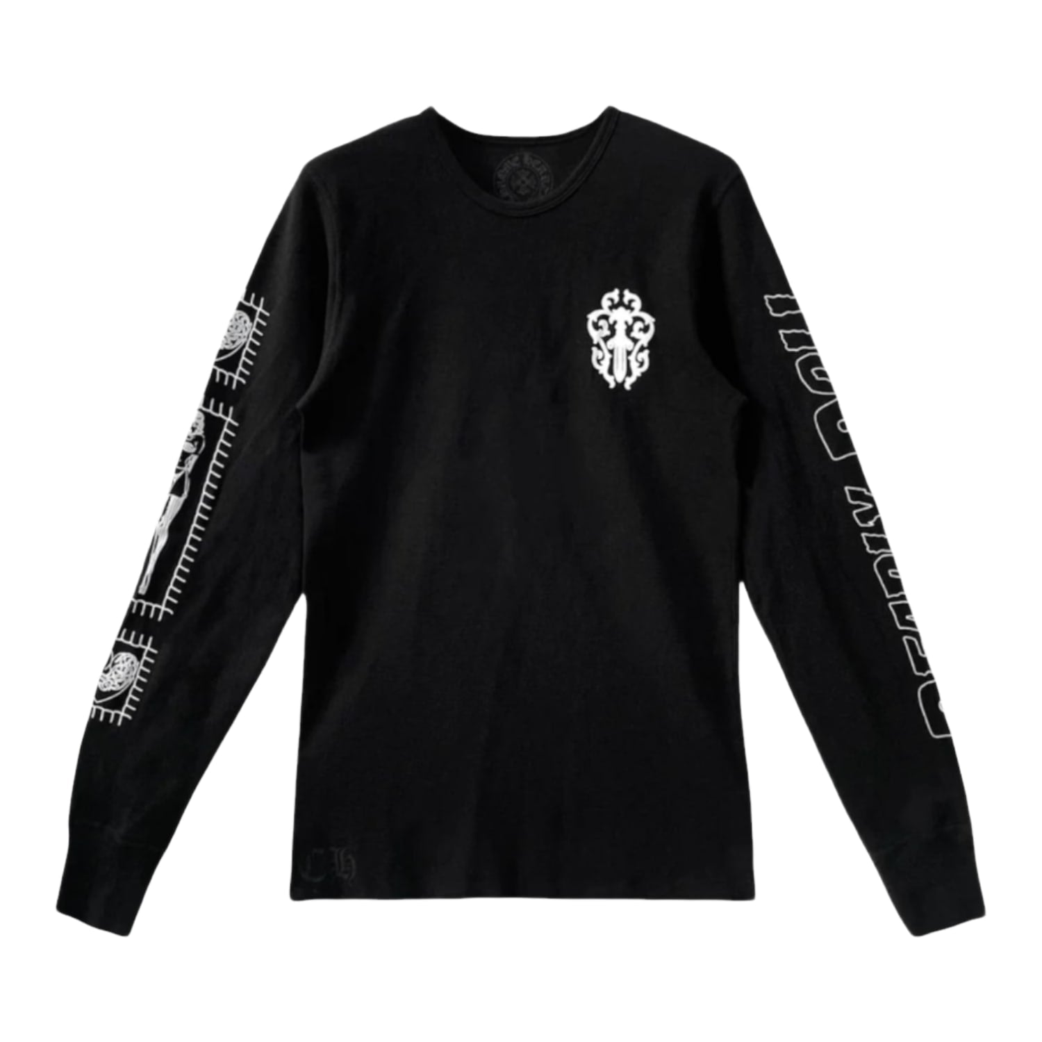 Chrome Hearts Deadly Doll Horseshoe Waffle Thermal Long Sleeve Tee Black