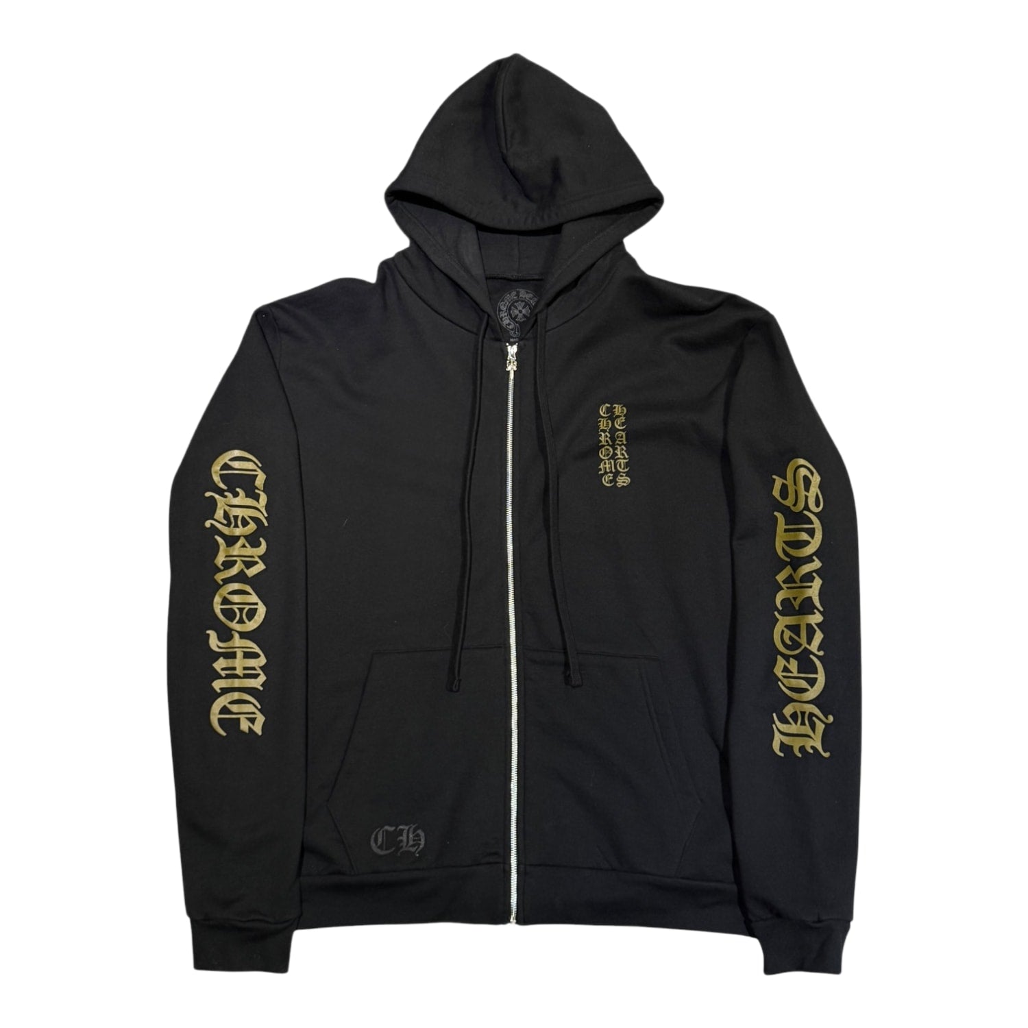 Chrome Hearts Vertical Logo Zip Up Hoodie Black/Army Green