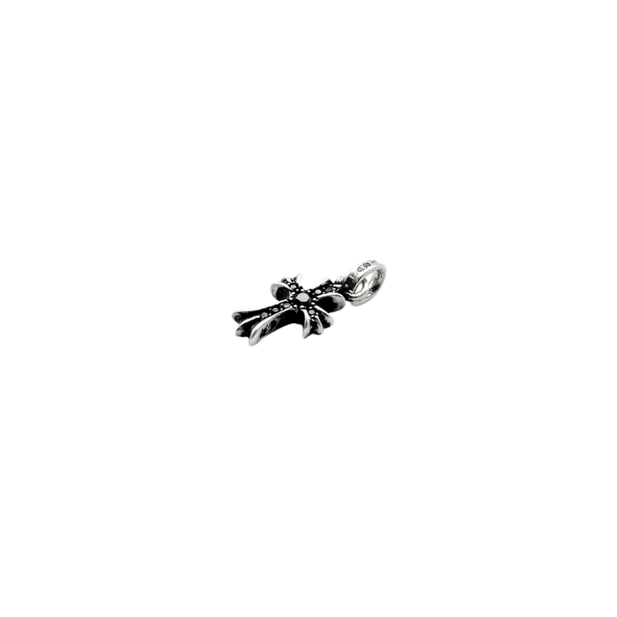 Chrome Hearts Silver Baby Fat Pendant Black Diamond