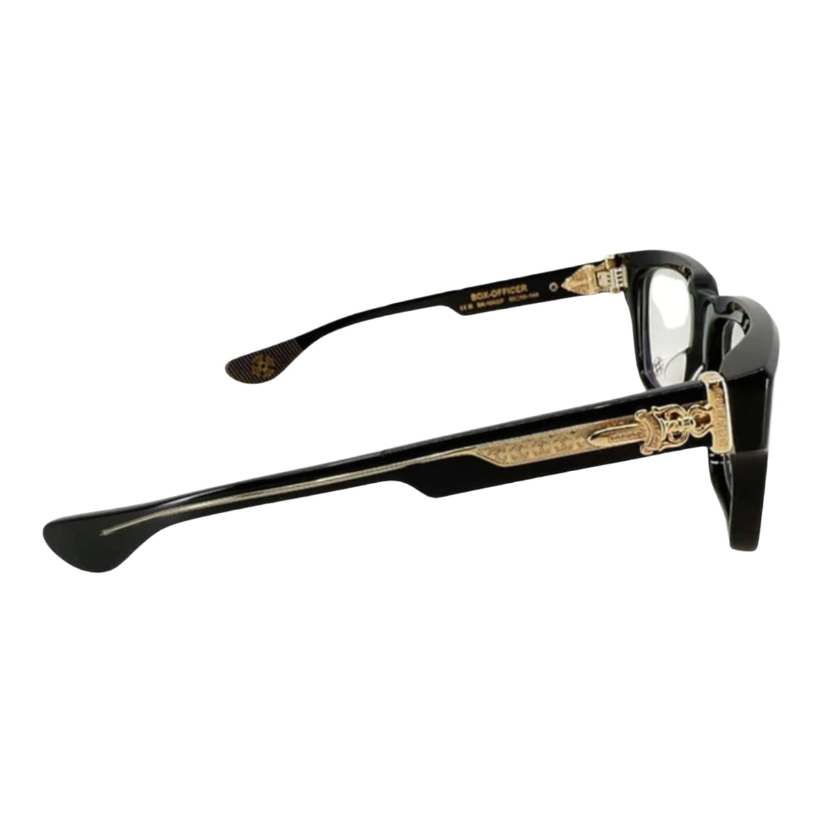 Chrome Hearts Box Officer Black/18k Gold Plated Glasses