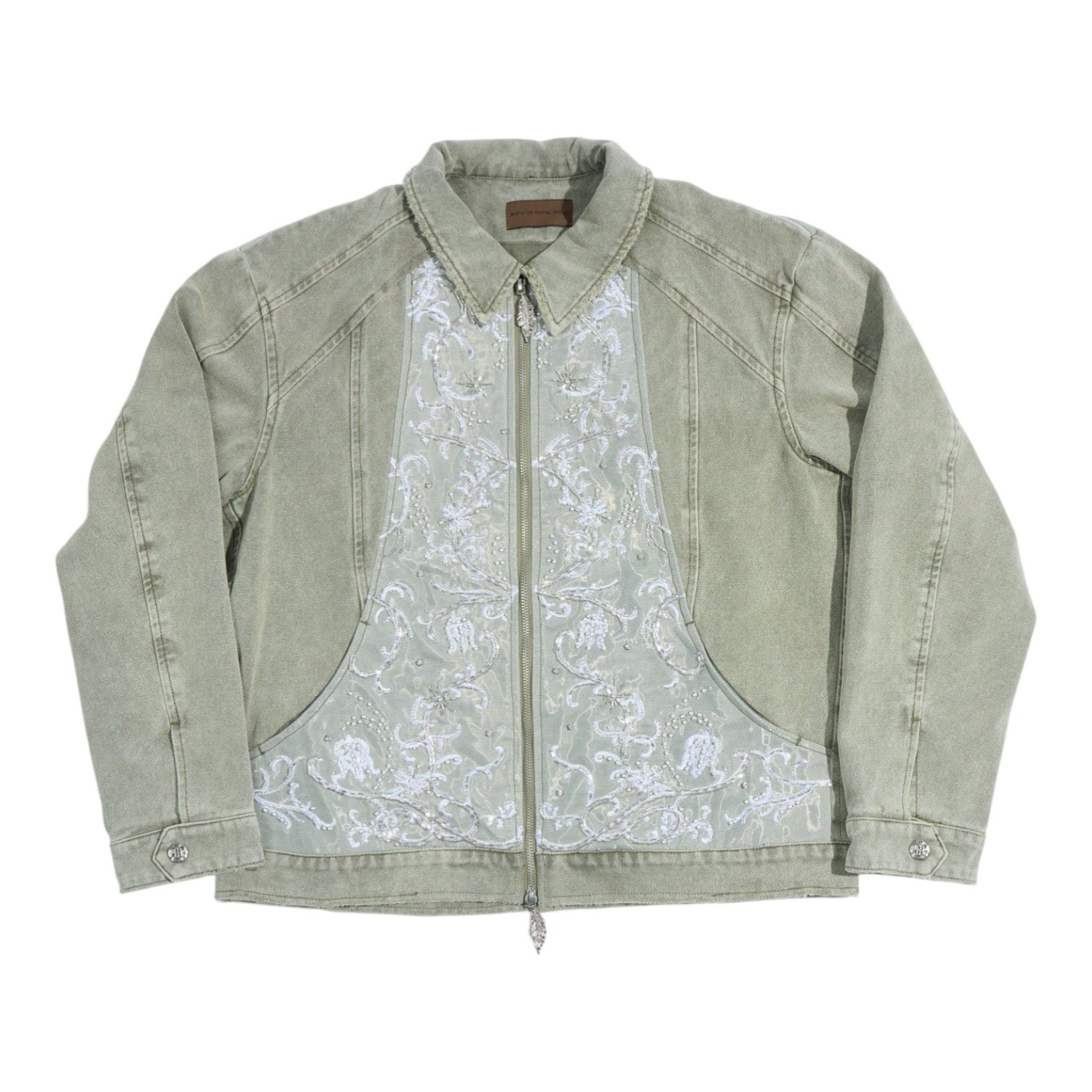 Birth Of Royal Child Beaded Embroidery Workwear Jacket Green