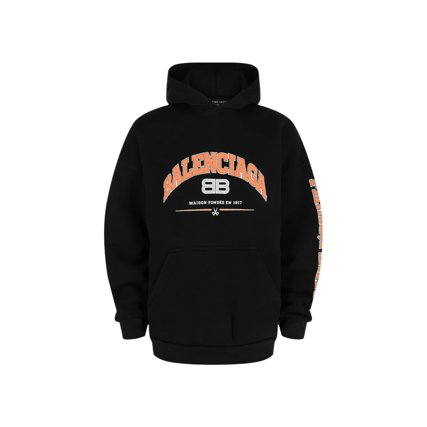 Balenciaga Oversized Logo Print Hoodie Black Orange