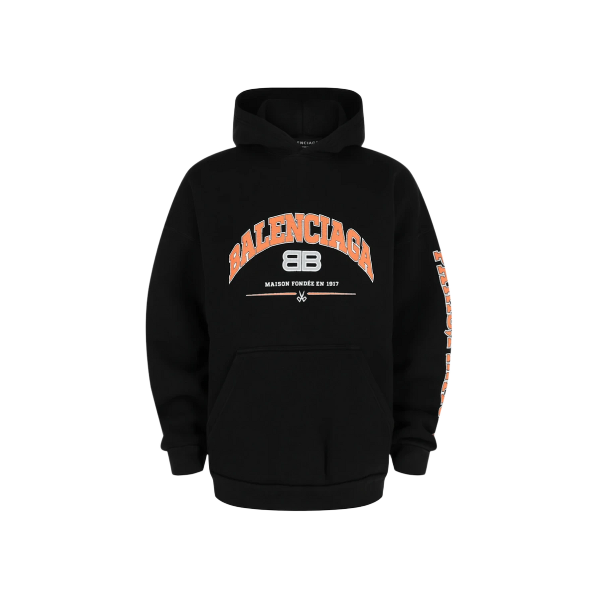 Balenciaga Oversized Logo Print Hoodie Black Orange
