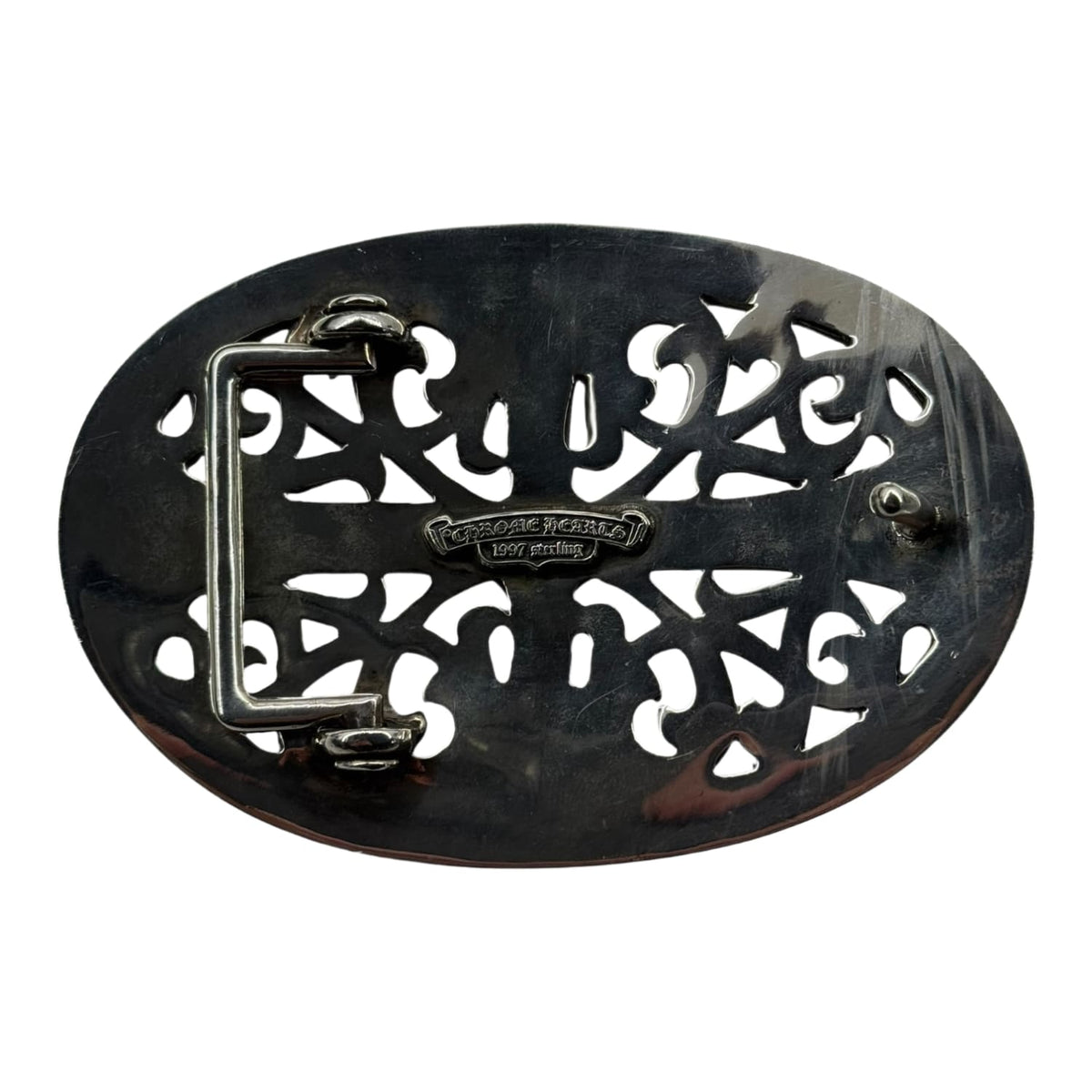 Chrome Hearts Silver XXL Oval Cross Belt Buckle