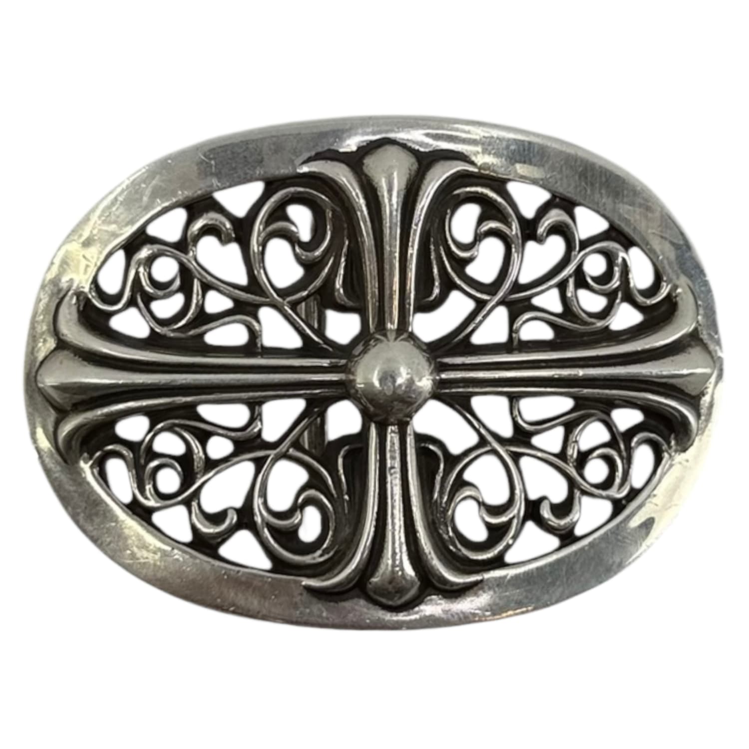 Chrome Hearts Silver Oval Belt Buckle + Belt Strap Size 30