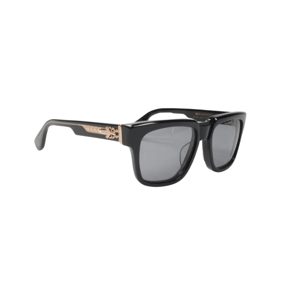 Chrome Hearts Box Officer Black/18k Gold Plated Glasses