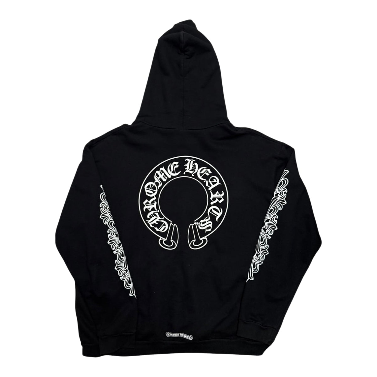 Chrome Hearts Horseshoe Floral Cross Sleeve Zip Up Hoodie Black/White