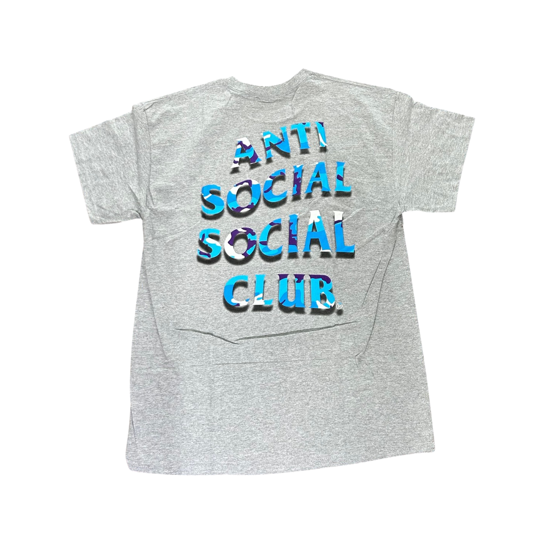 Anti Social Social Club Hidden Messages Blue Camo Print T-shirt Grey