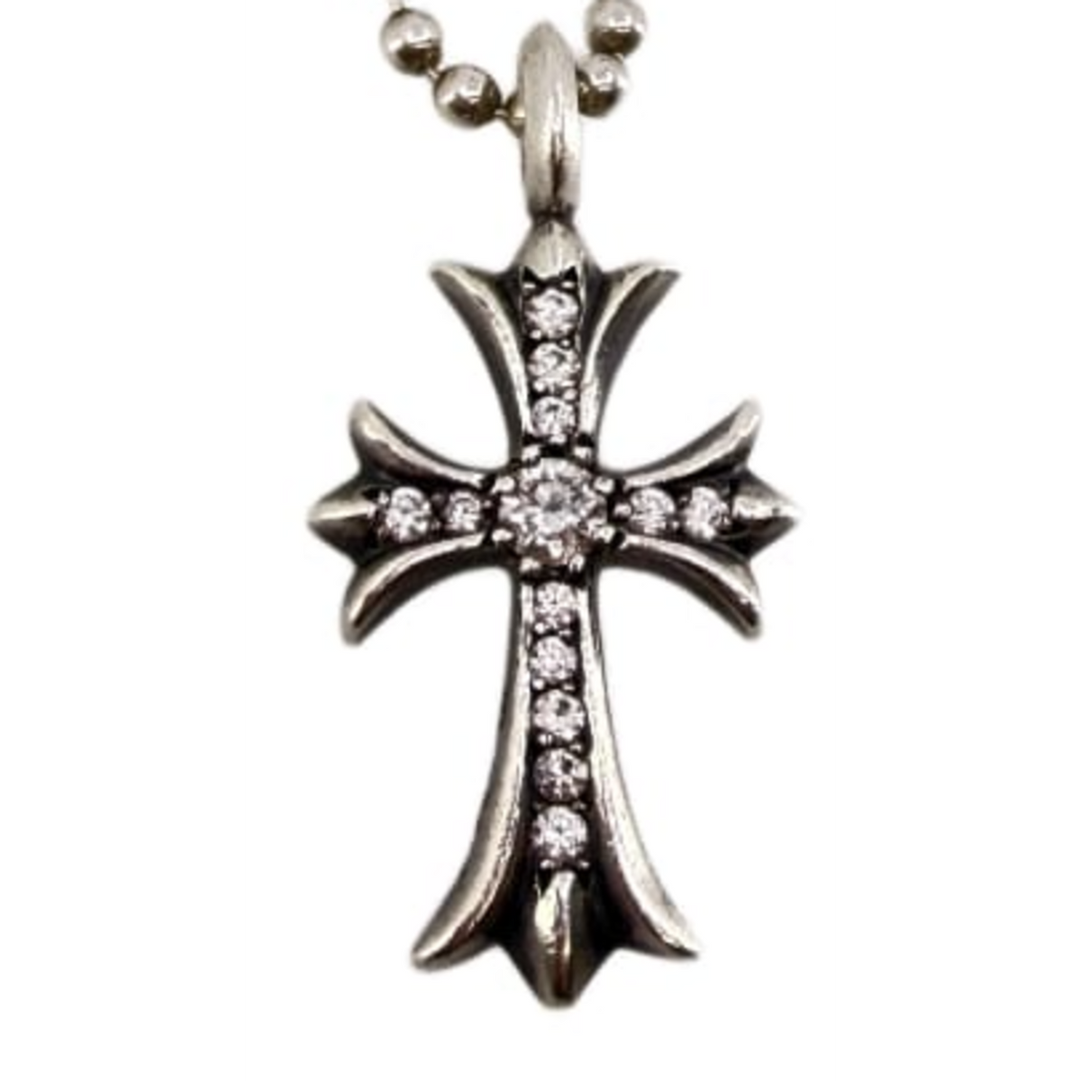 Chrome Hearts Diamond Tiny Cross Silver Pendant
