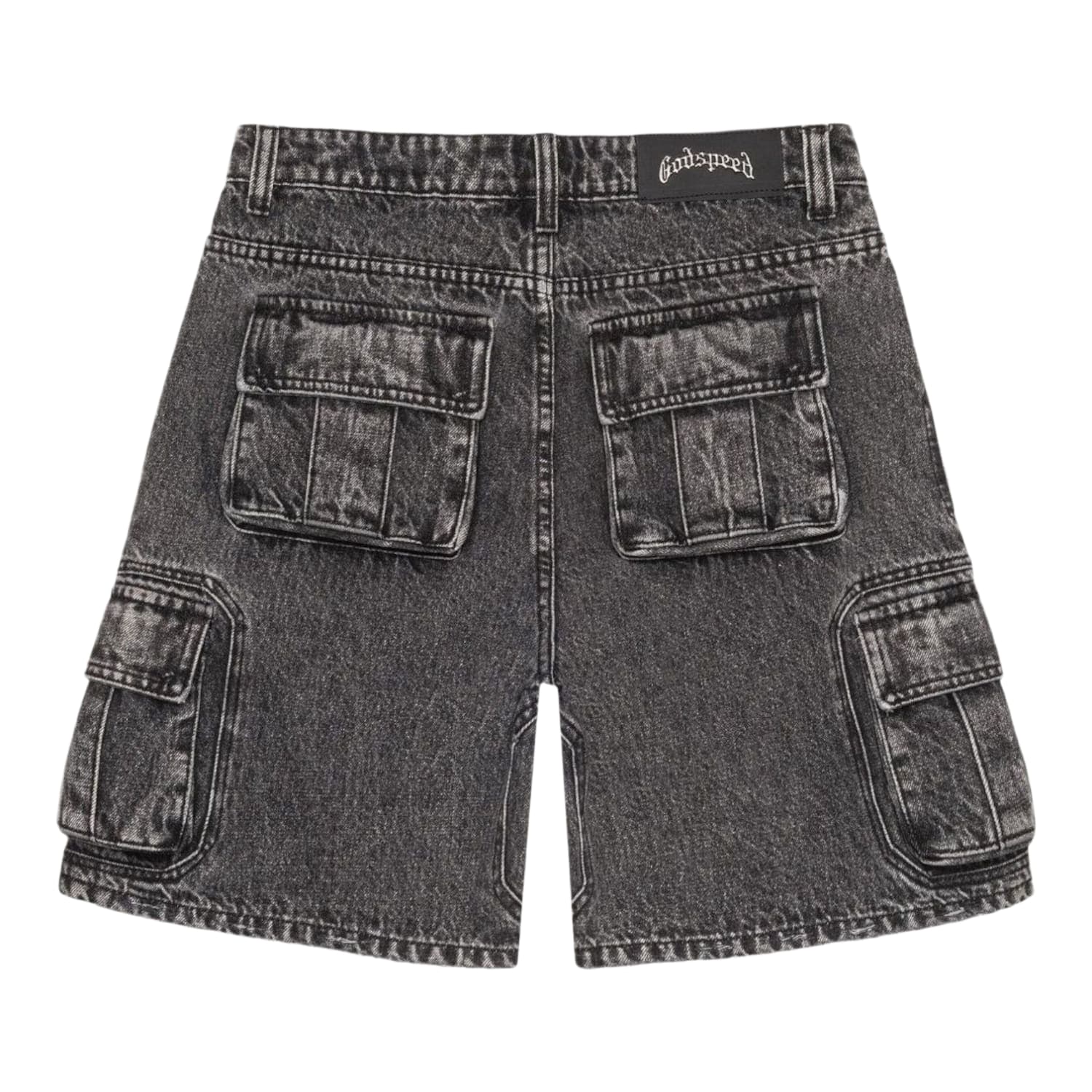 Godspeed Octagon Cargo Denim Shorts (Grey Wash)