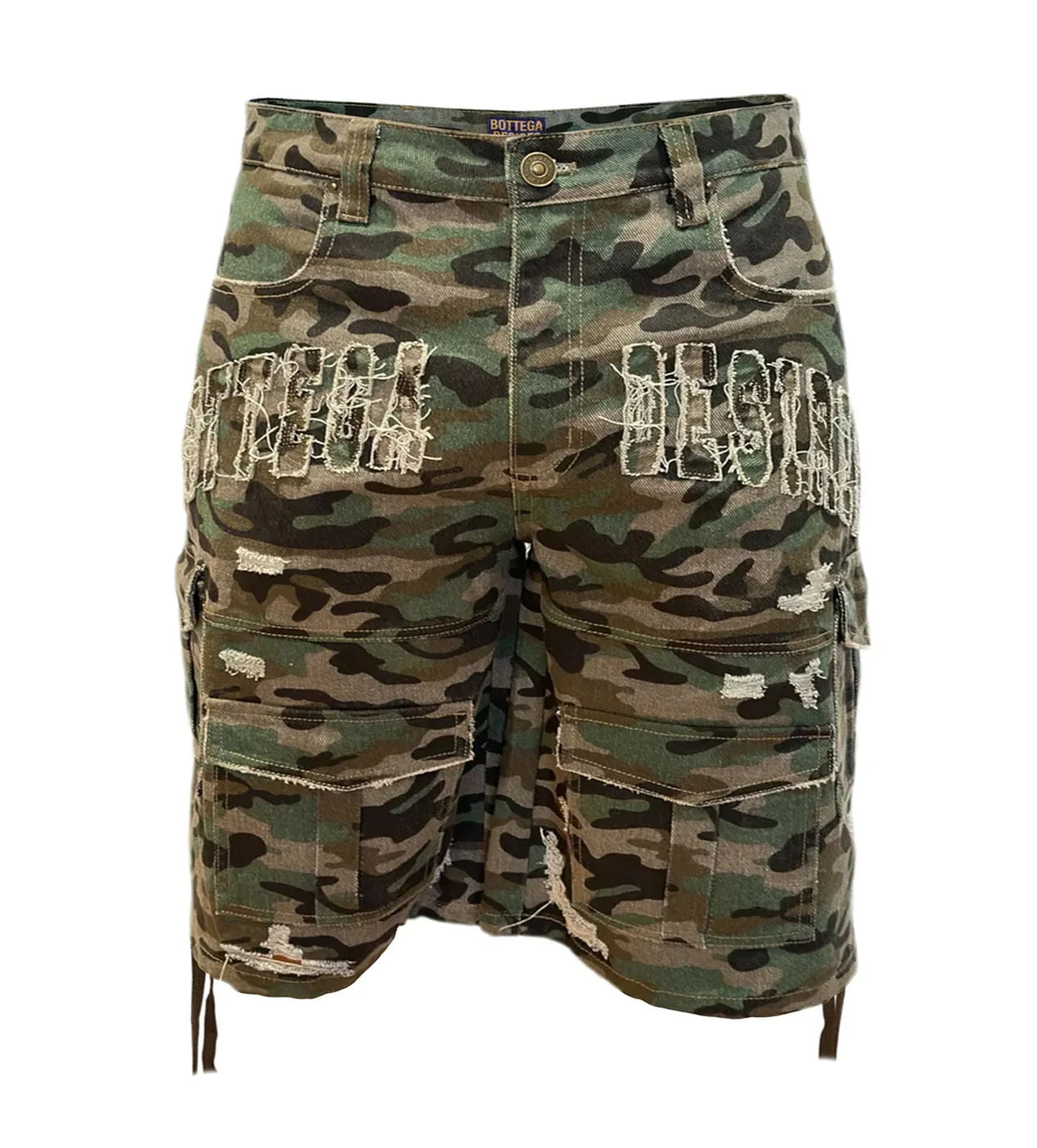 Bottega Desires Camo Cargo Shorts