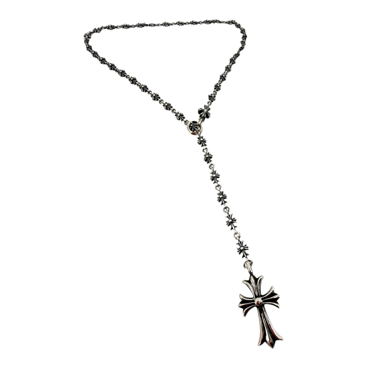 Chrome Hearts Silver Tiny E Rosary Necklace