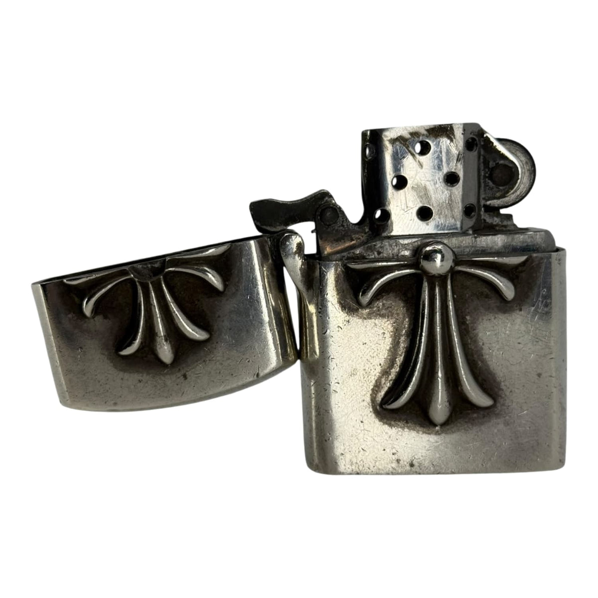 Chrome Hearts Silver Cross Zippo Lighter