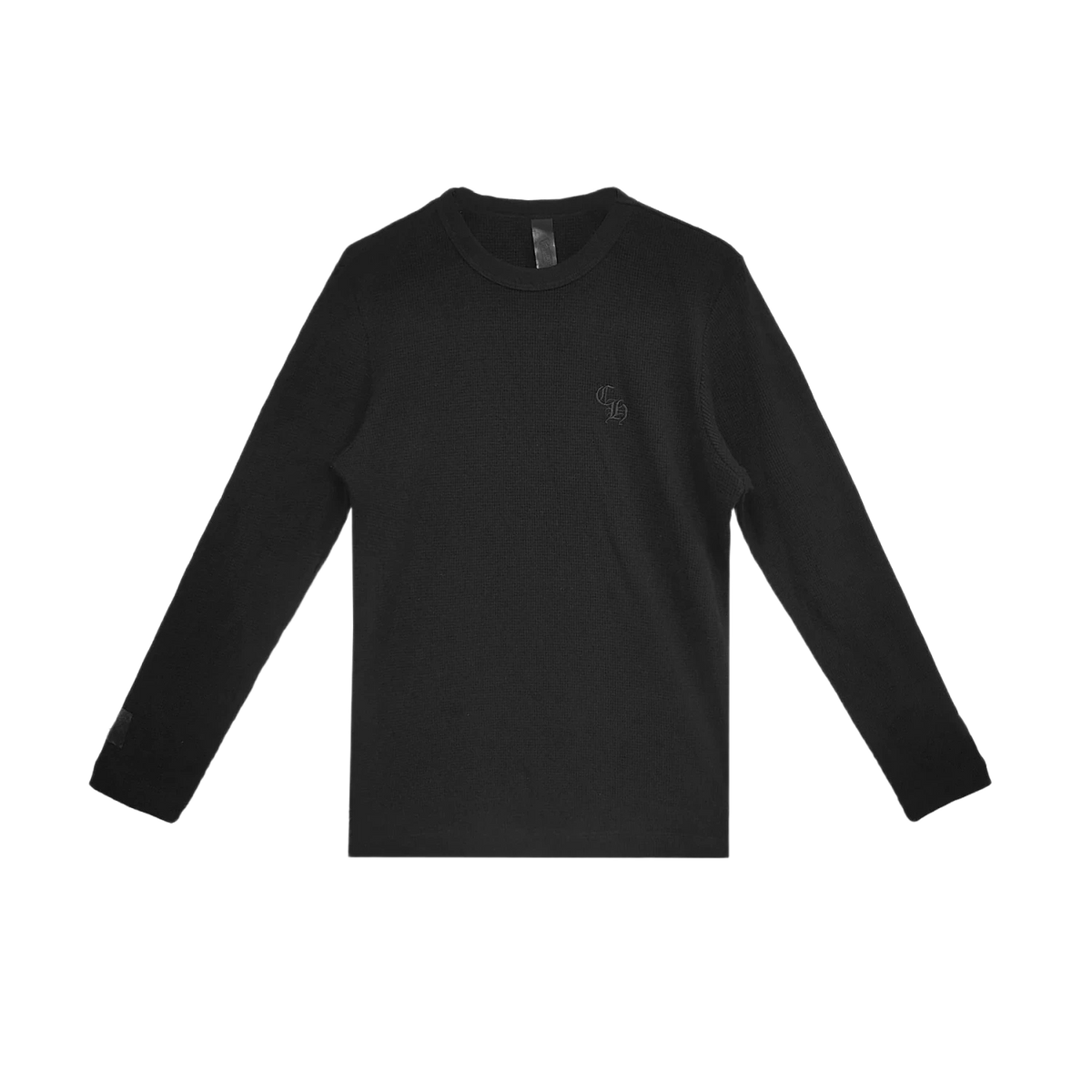 Chrome Heartw CH Letter Waffle Thermal Long Sleeve Tee Black