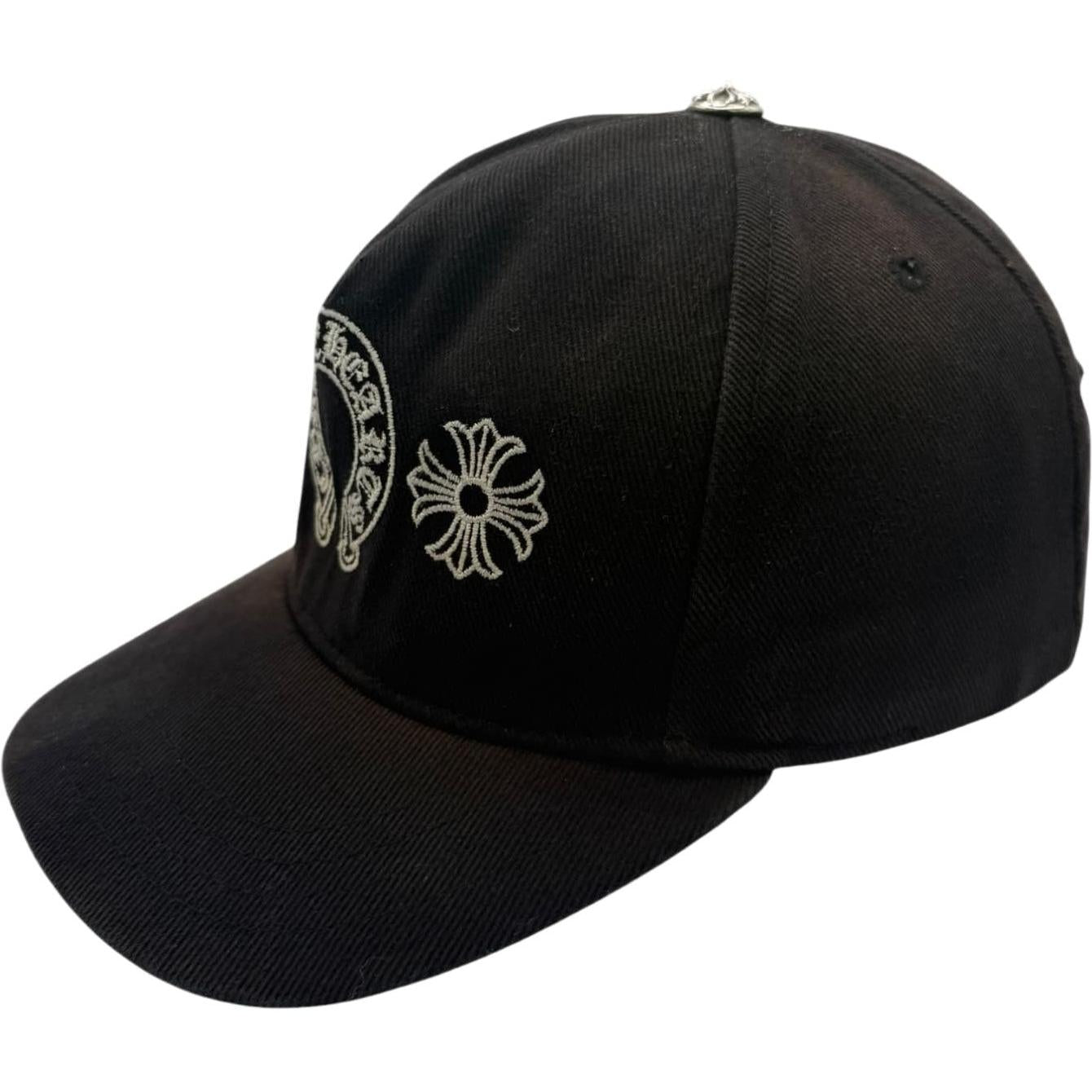 Chrome Hearts Vintage Horseshoe Denim Baseball Hat Sun Faded Black