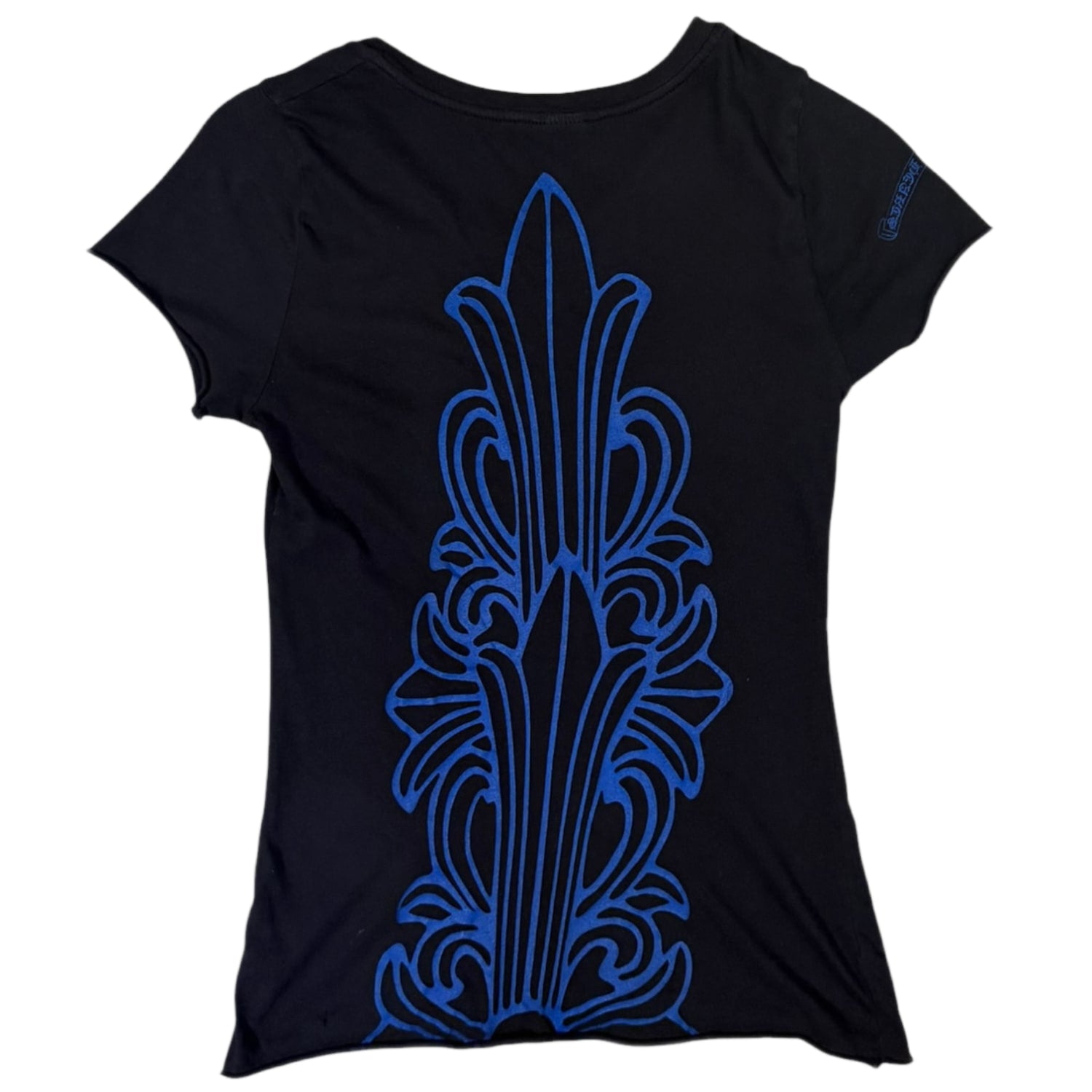Chrome Hearts Vintage Floral Cross Blue Logo Women’s T-Shirt