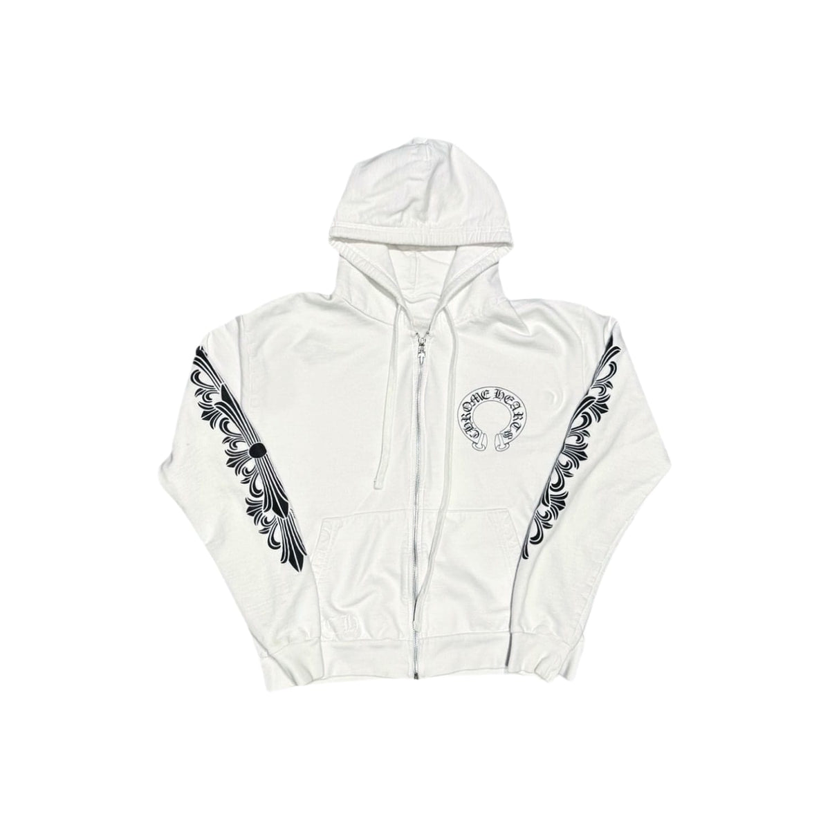 Chrome Hearts Horseshoe Floral Zip Up Hoodie White
