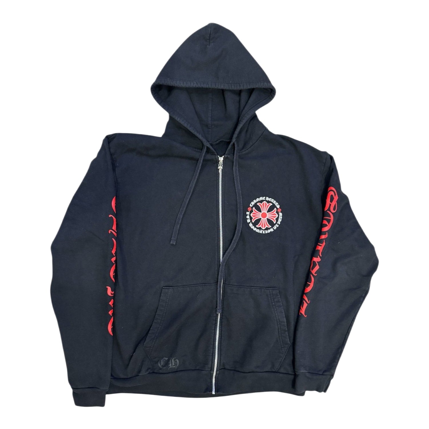 Chrome Hearts Made In Hollywood Plus Cross Zip Up Hoodie Black/Red
