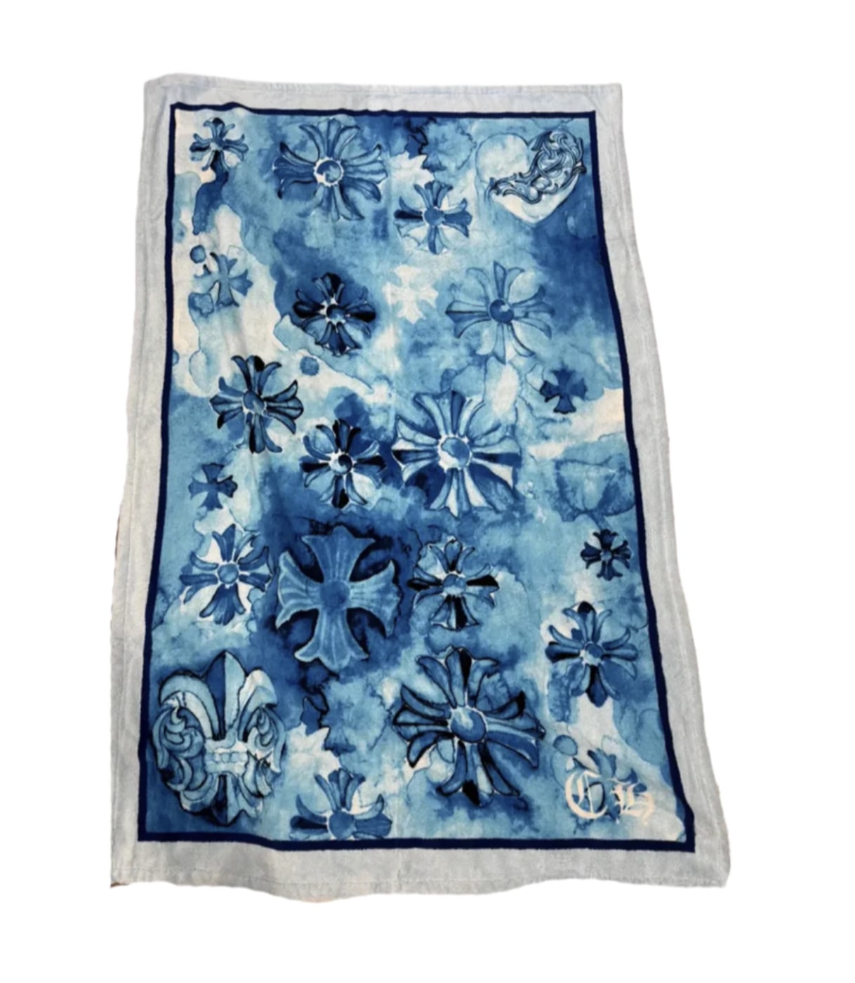 Chrome Hearts Blue Cross Motif Beach Towel