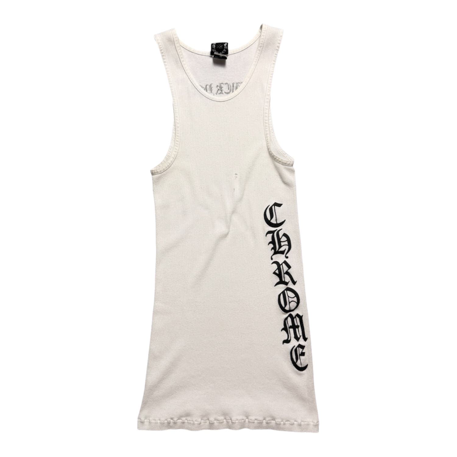 Chrome Hearts Vintage Ribbed Side Logo Fuck You Tank Top White