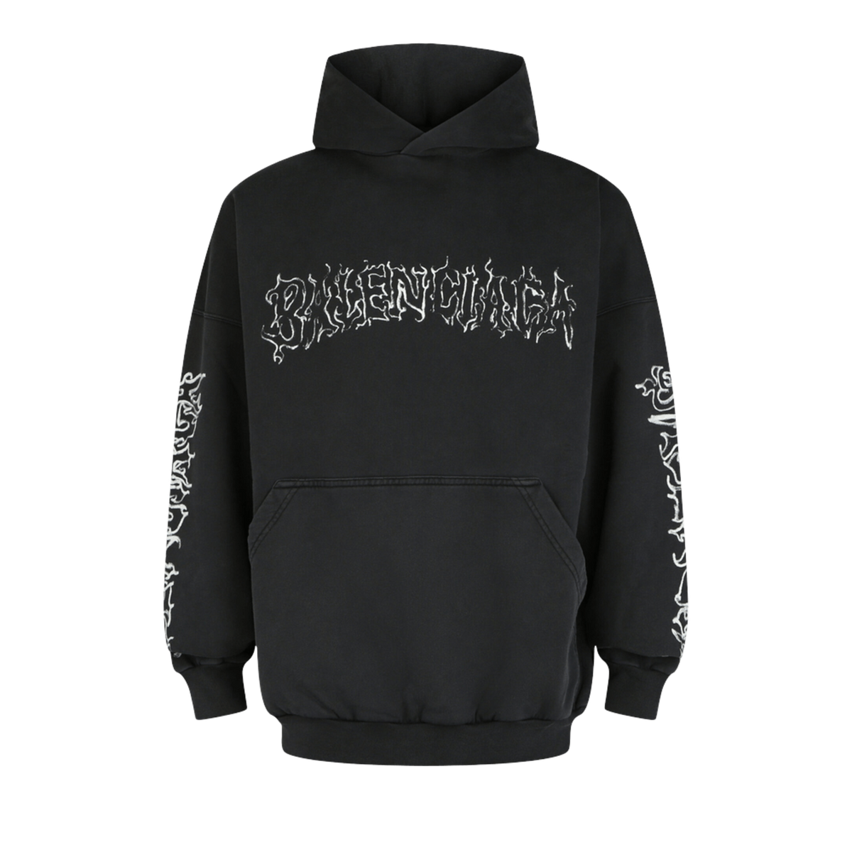 Balenciaga DIY Metal Logo Hoodie Faded Black/White