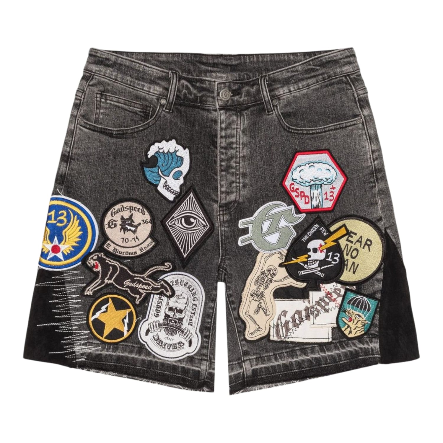 Godspeed Patchwork Denim Shorts V2 Grey