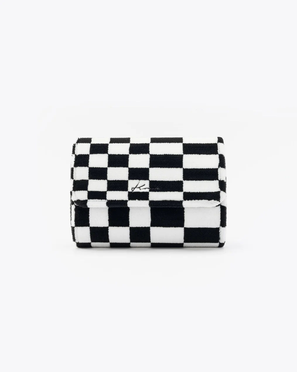 KRUK Black & White Pasha Checkered 2-Watch Travel & Storage Case