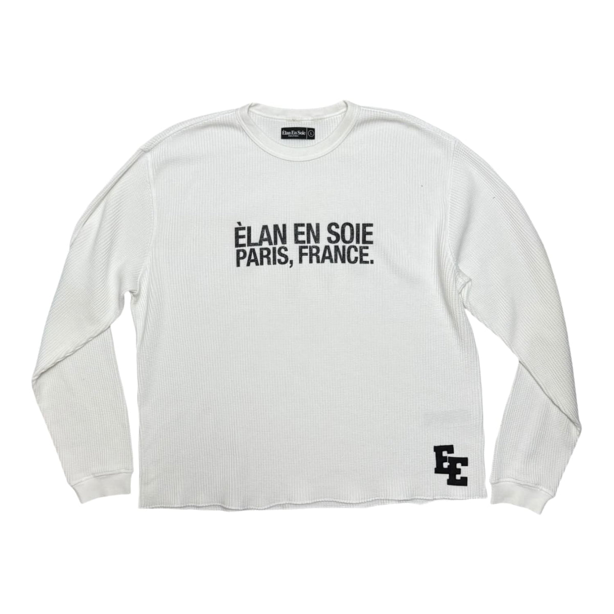Èlan En Soie Classic Logo Thermal Black Leather Patch White