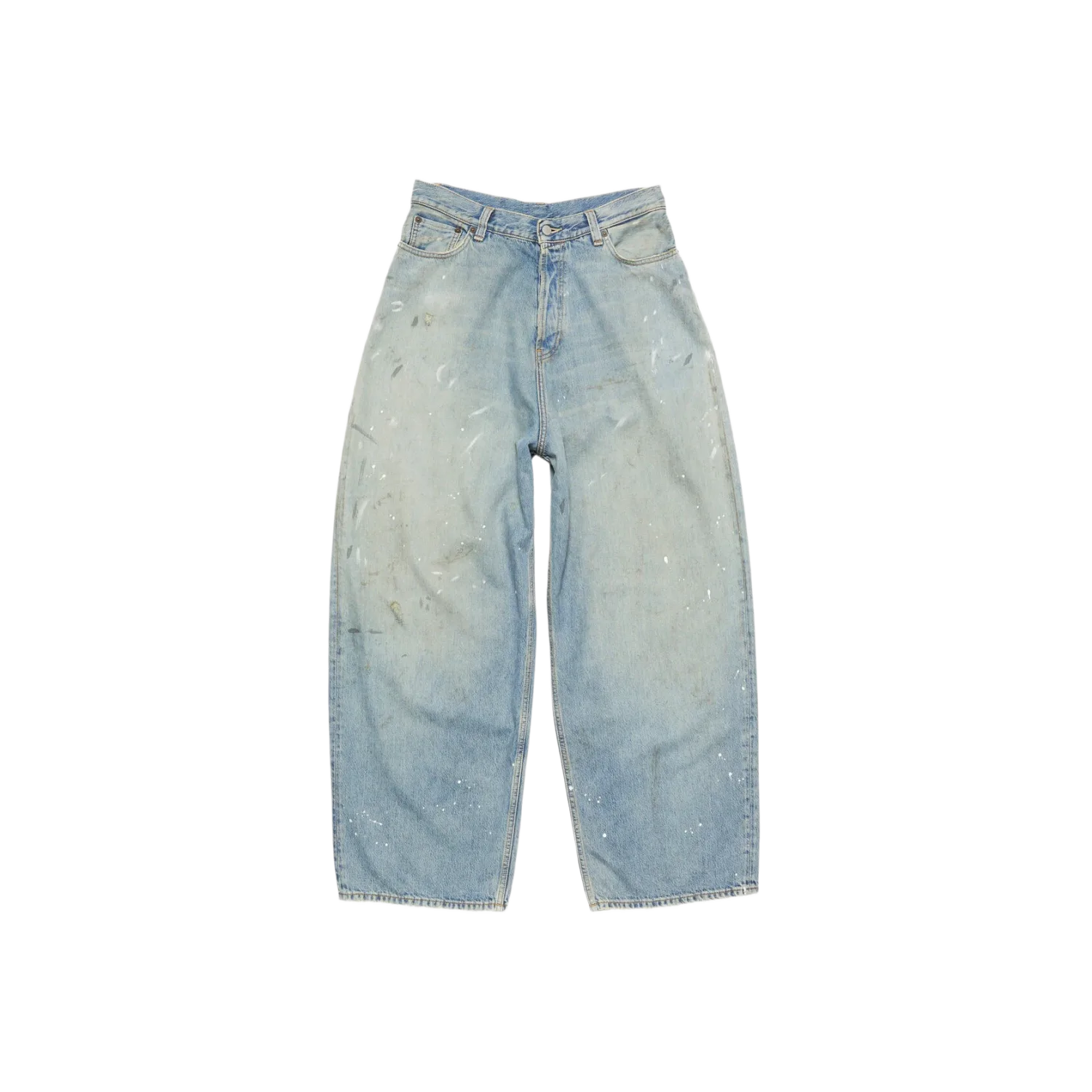 Acne Studios Paint Splatter Blue wash loose-fit baggy jeans