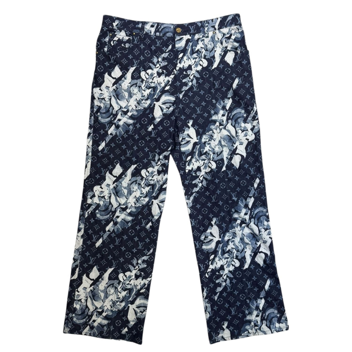 Louis Vuitton Blue Floral Monogram Jeans