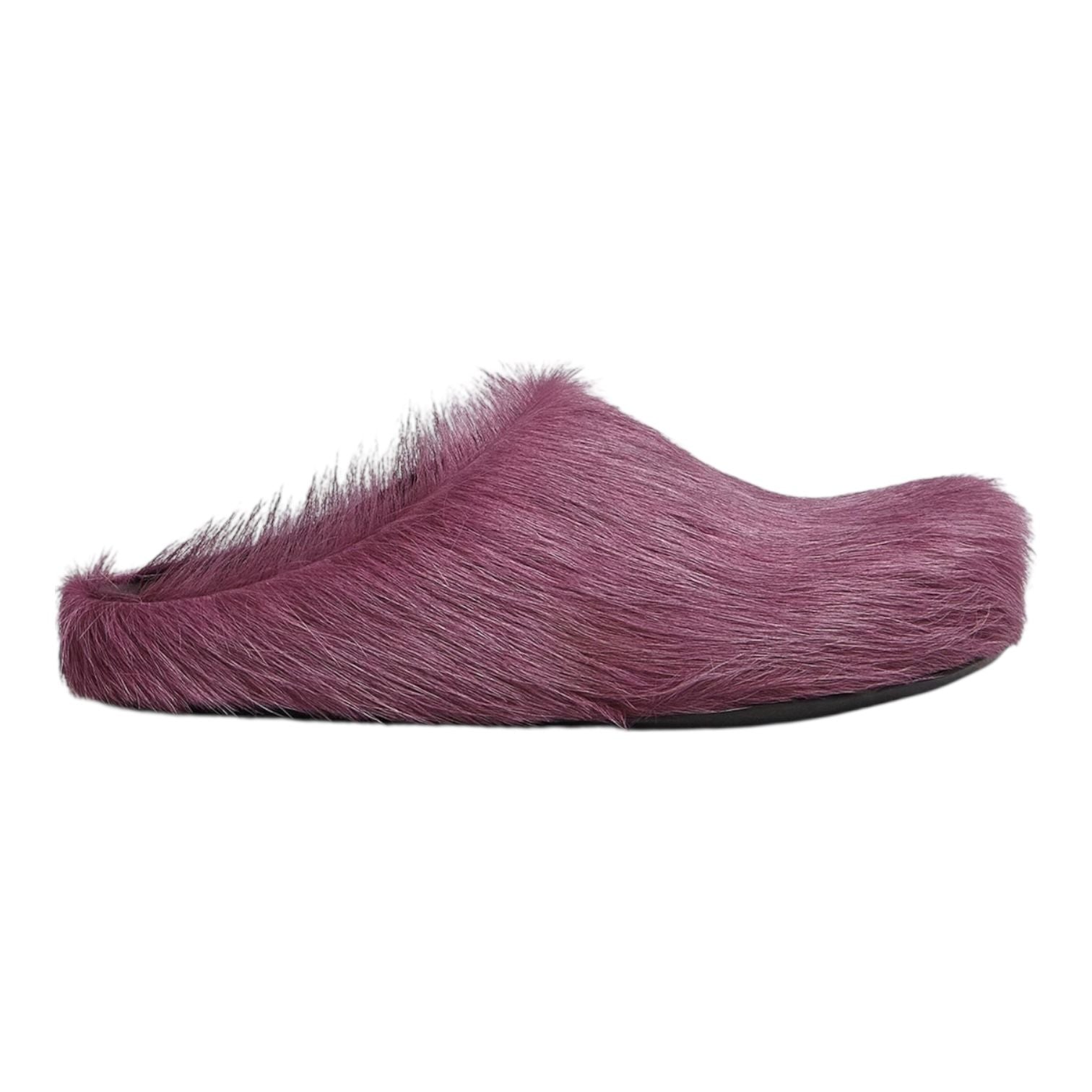 Marni Long Hair Calfskin Fussbett Sabot Mule Camellia