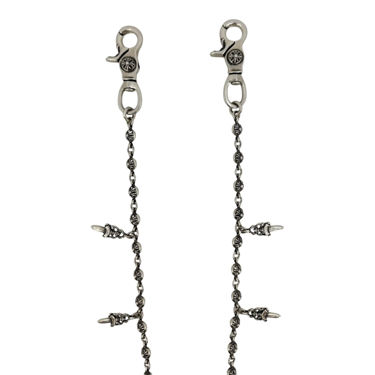 Chrome Hearts Silver Dagger Crossball Wallet Chain