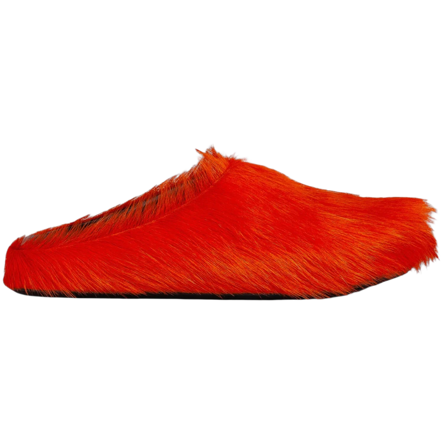 Marni Long Hair Calfskin Fussbett Sabot Mule Orange