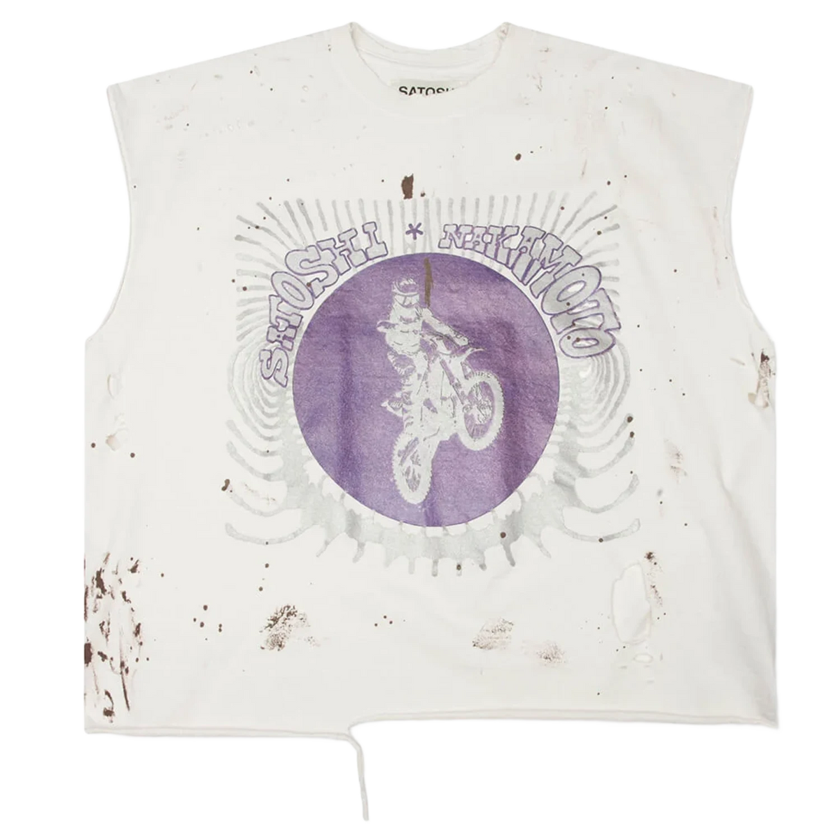 Satoshi Nakamoto Globe of Death Vintage White Cutoff T-Shirt
