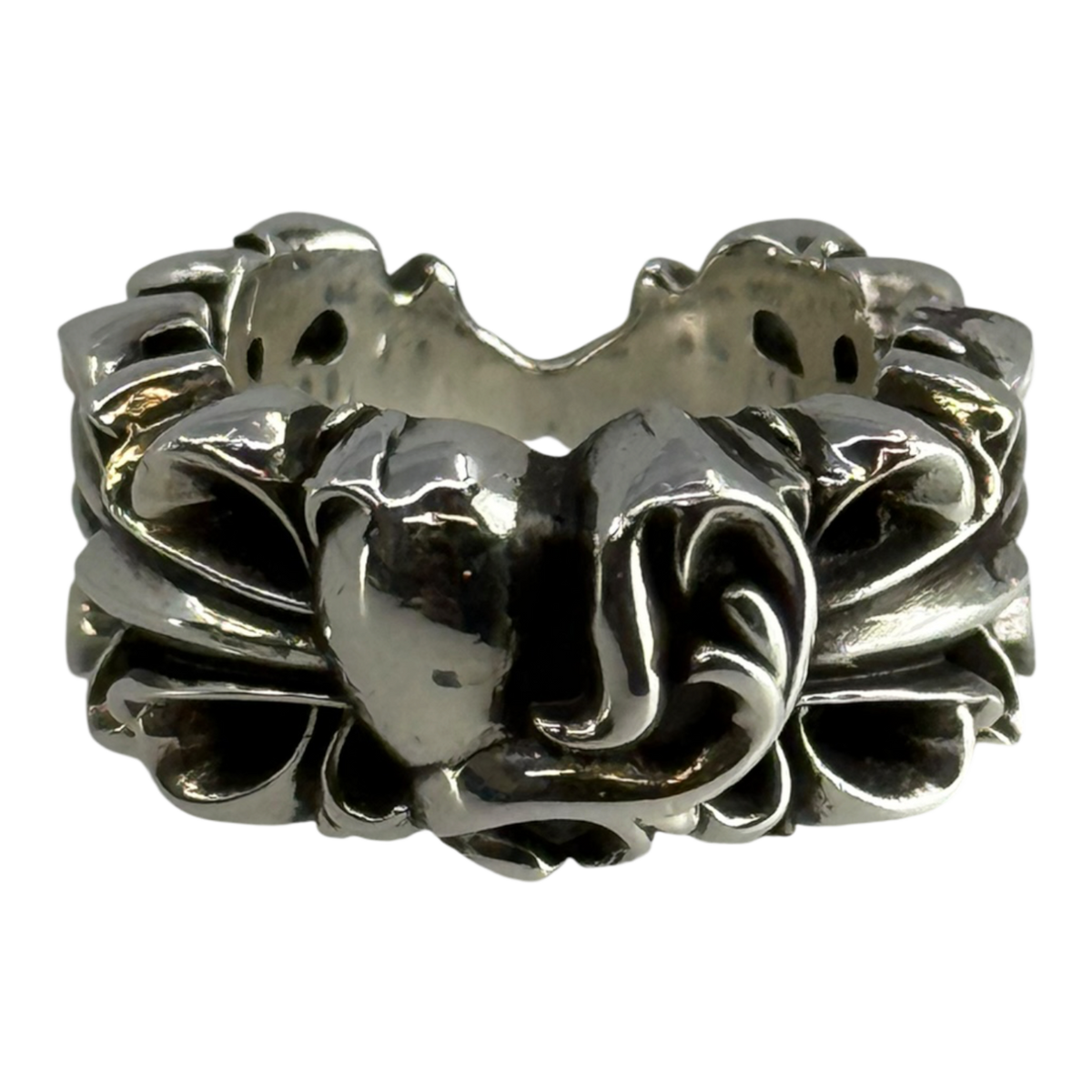 Chrome Hearts Silver Floral Heart Ring - US Size 5