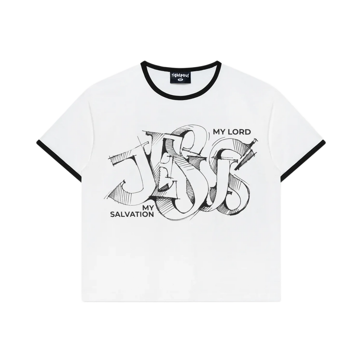 Righteous My Salvation Ringer Tee White