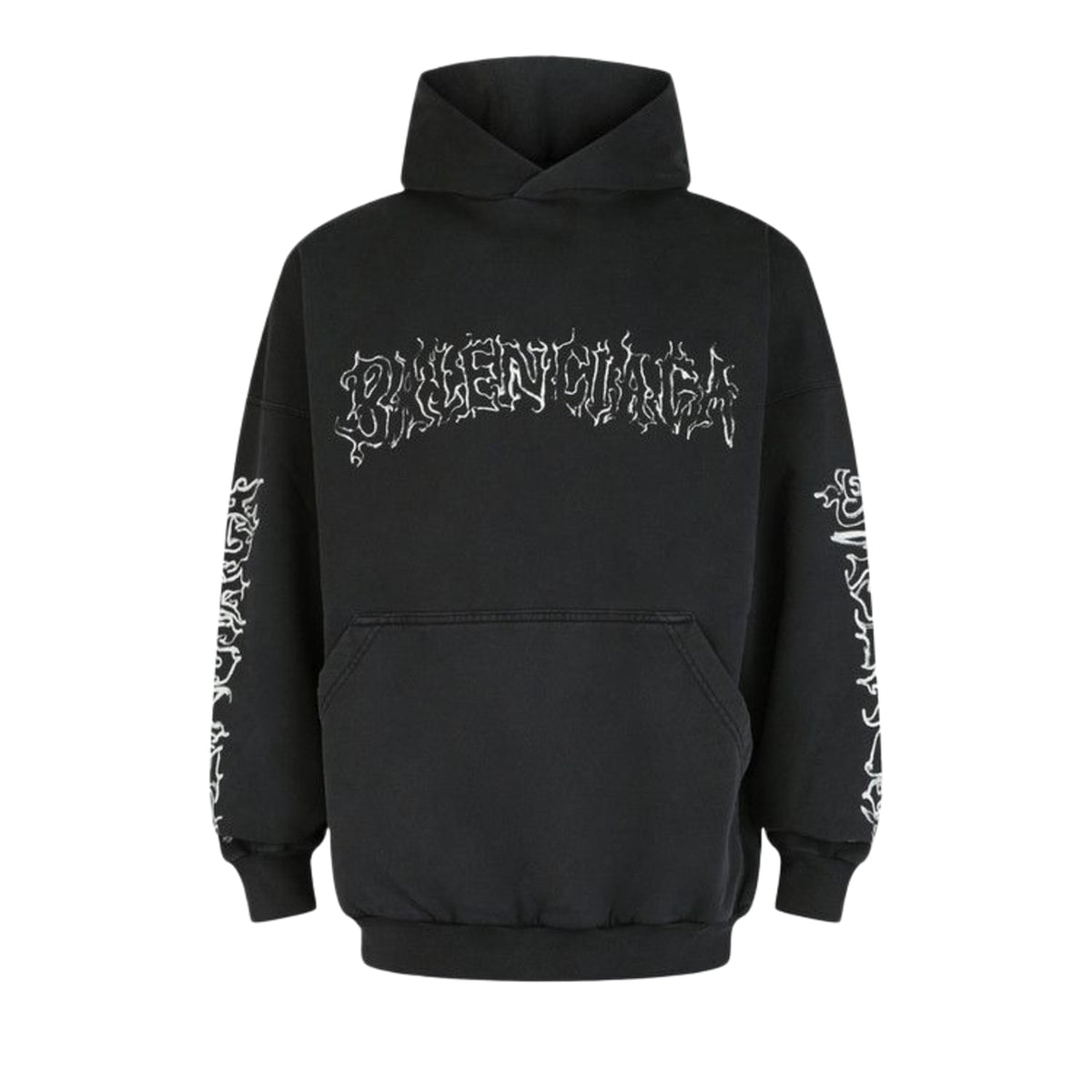 Balenciaga DIY Metal Logo Hoodie Faded Black/White