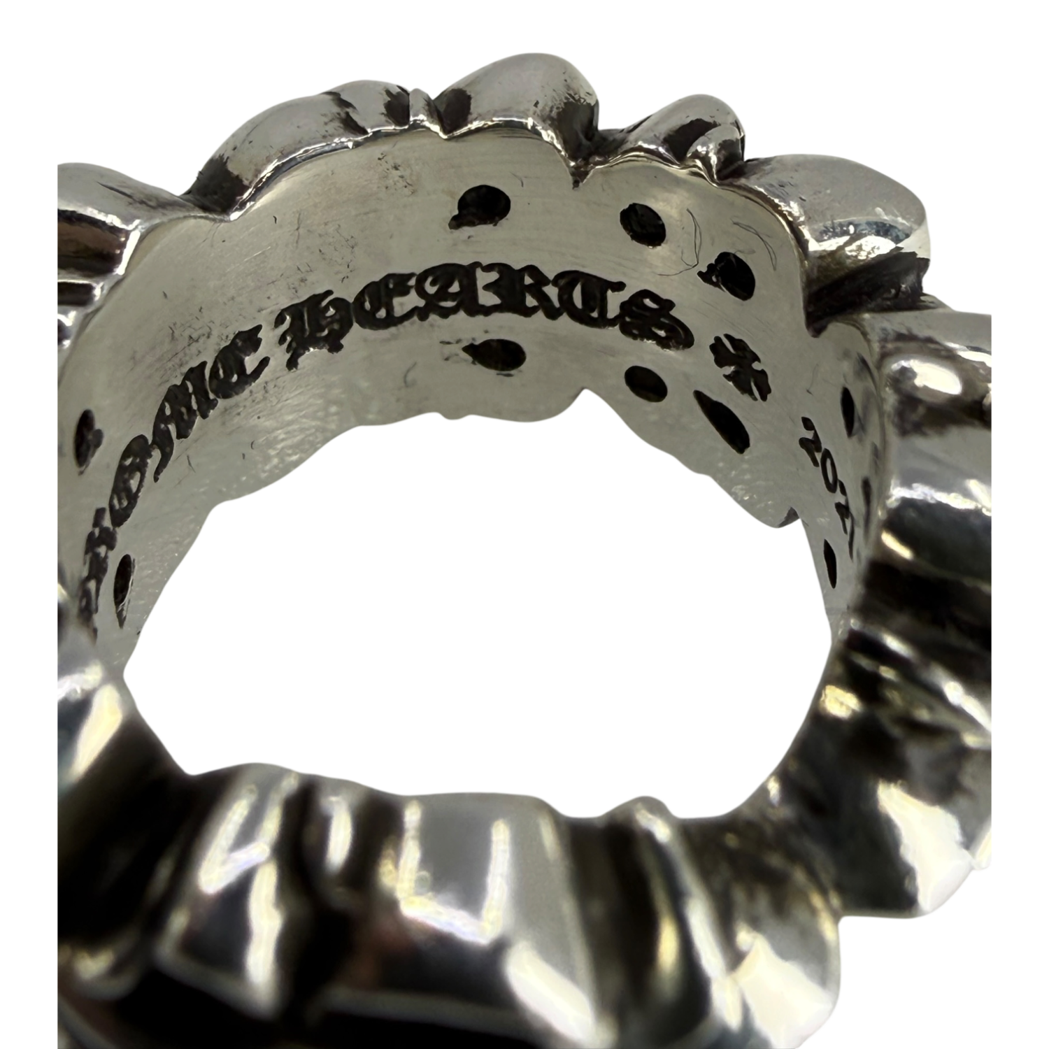 Chrome Hearts Silver Floral Heart Ring - US Size 5