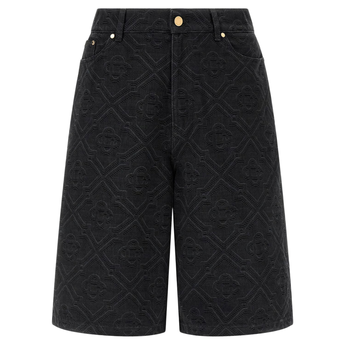 Casablanca Laser Monogram Denim Shorts Black