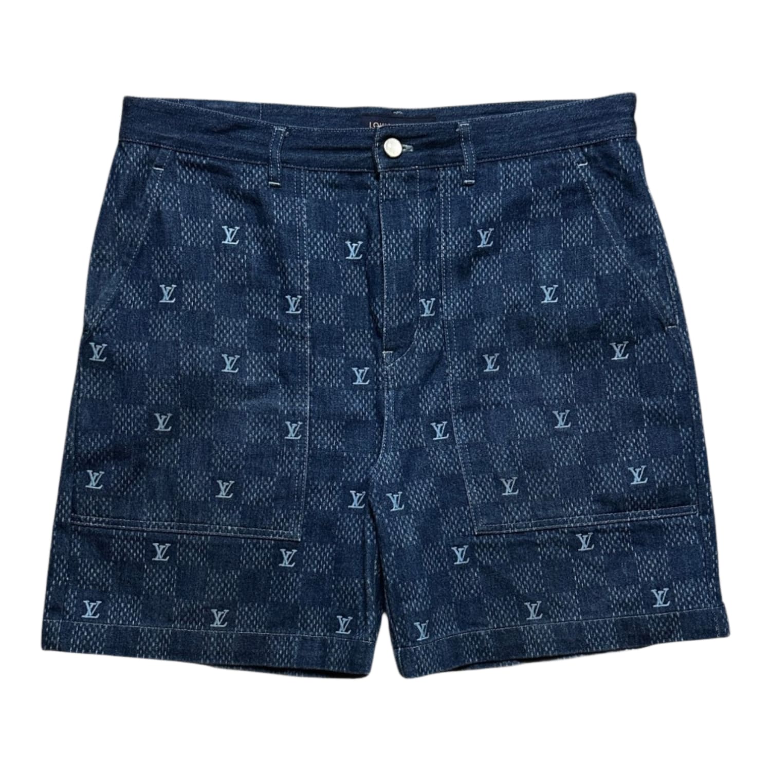 Louis Vuitton Embroidered Damier Denim Shorts