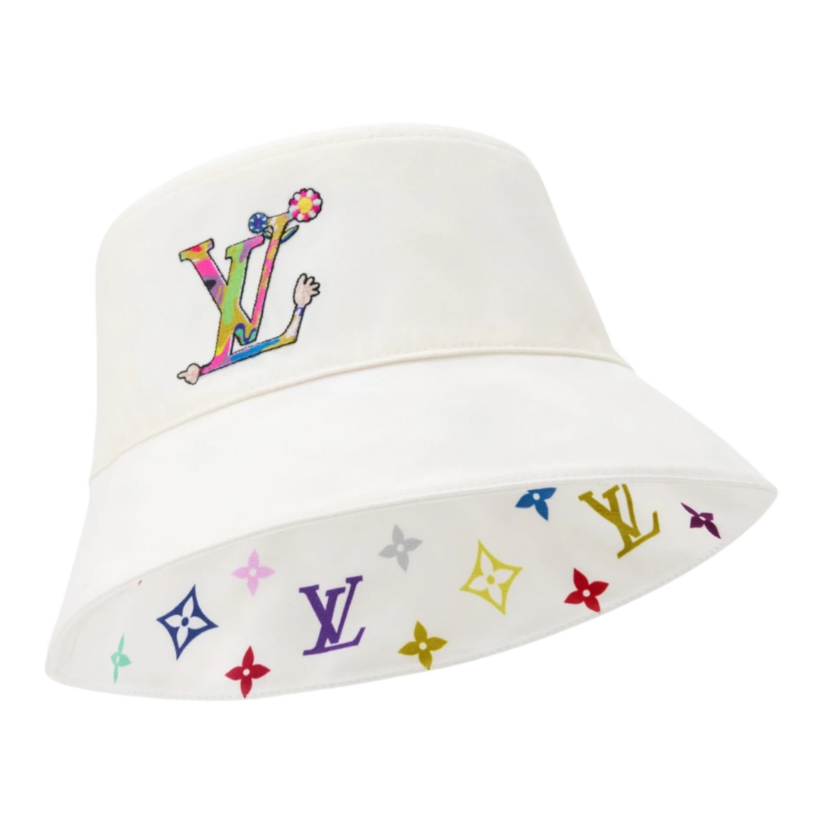 Louis Vuitton x Takashi Murakami Reversible Superflat Bucket Hat Multicolor White