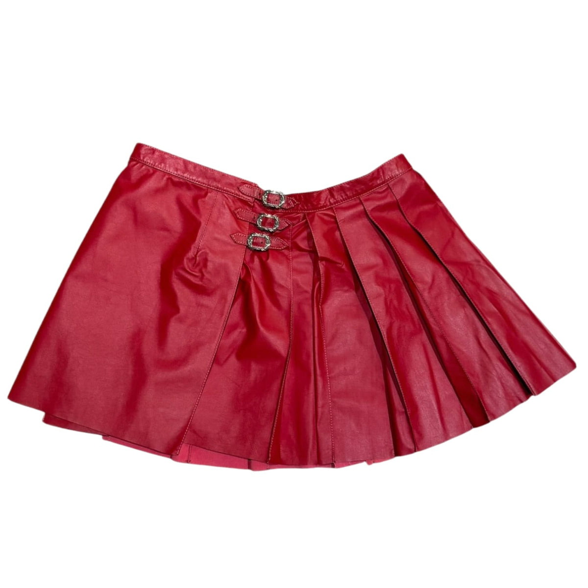 Chrome Hearts Leather Mini Skirt Red