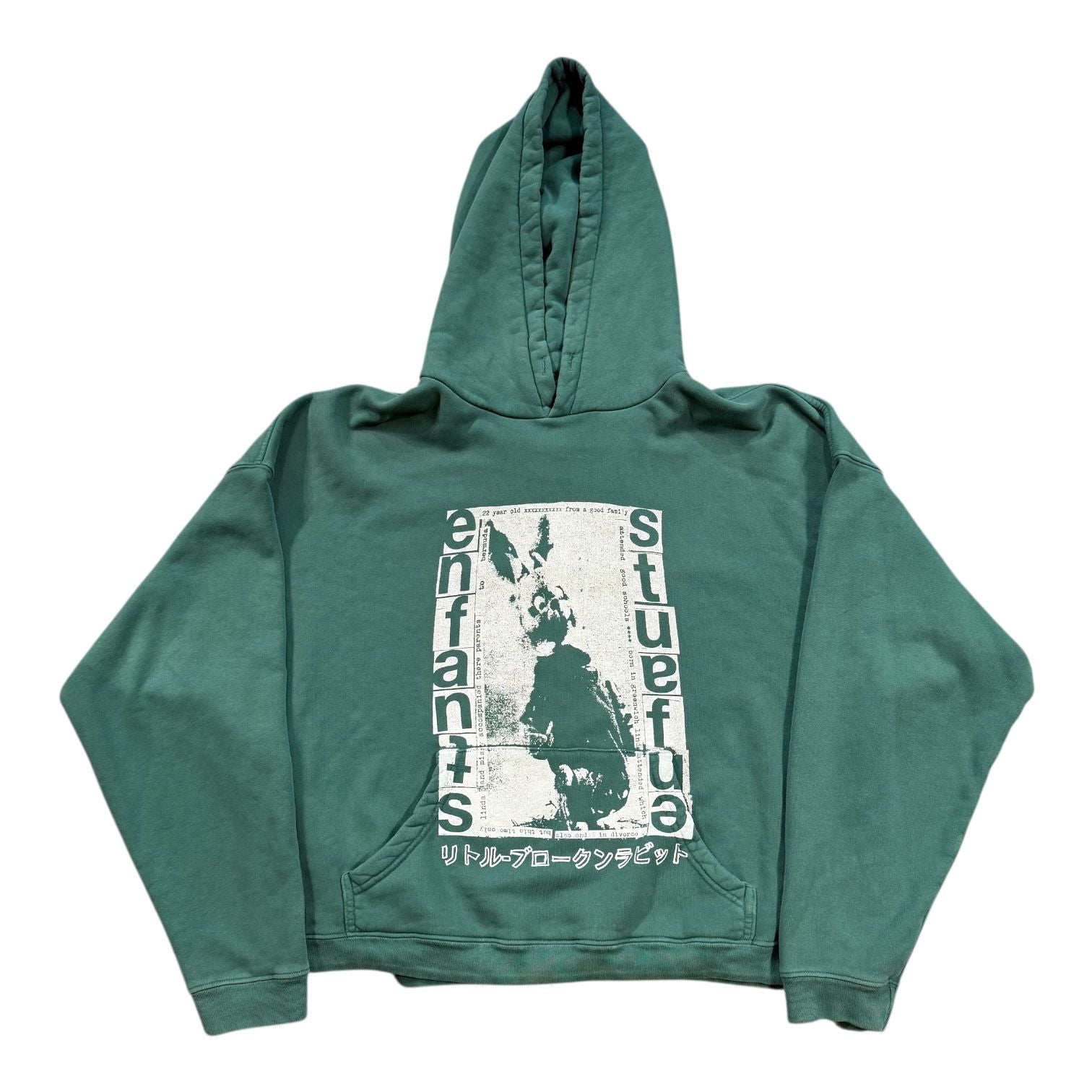 Enfants Riches Déprimés Pathetic Japanese Rabbit Hoodie Pine Green/White