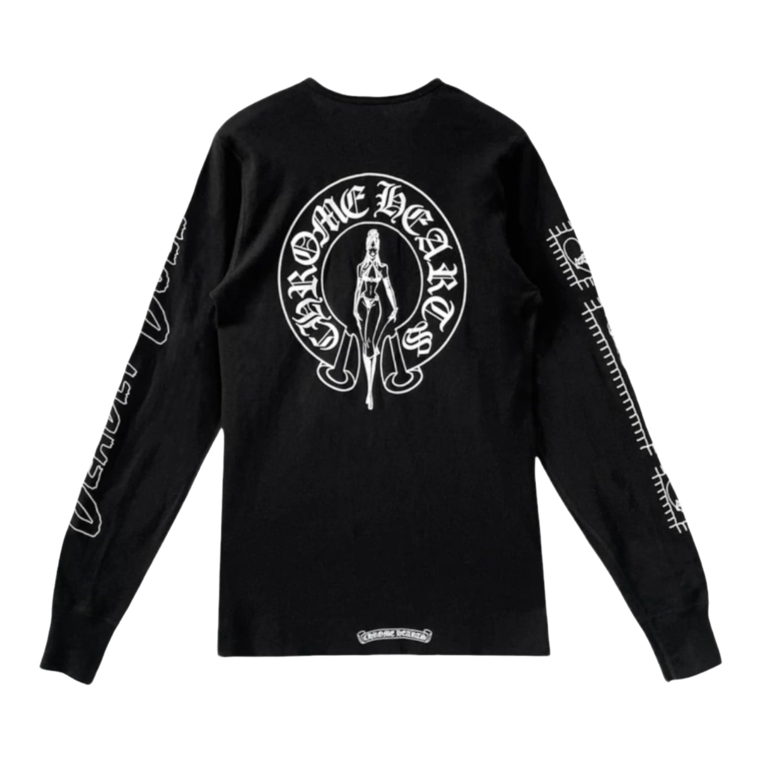 Chrome Hearts Deadly Doll Horseshoe Waffle Thermal Long Sleeve Tee Black